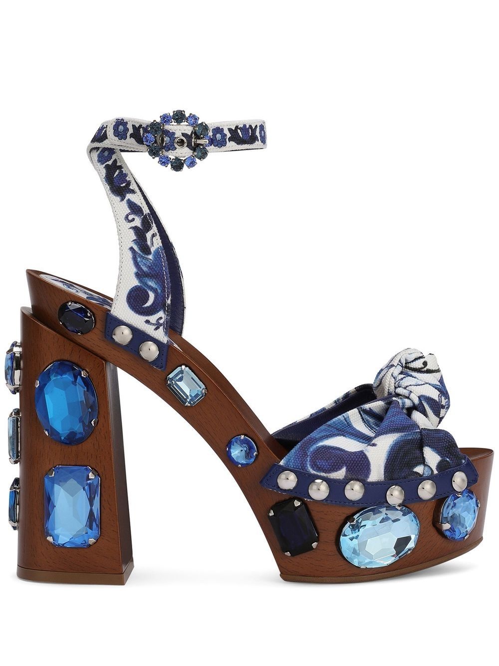 Majolica-print crystal-embellished sandals - 1