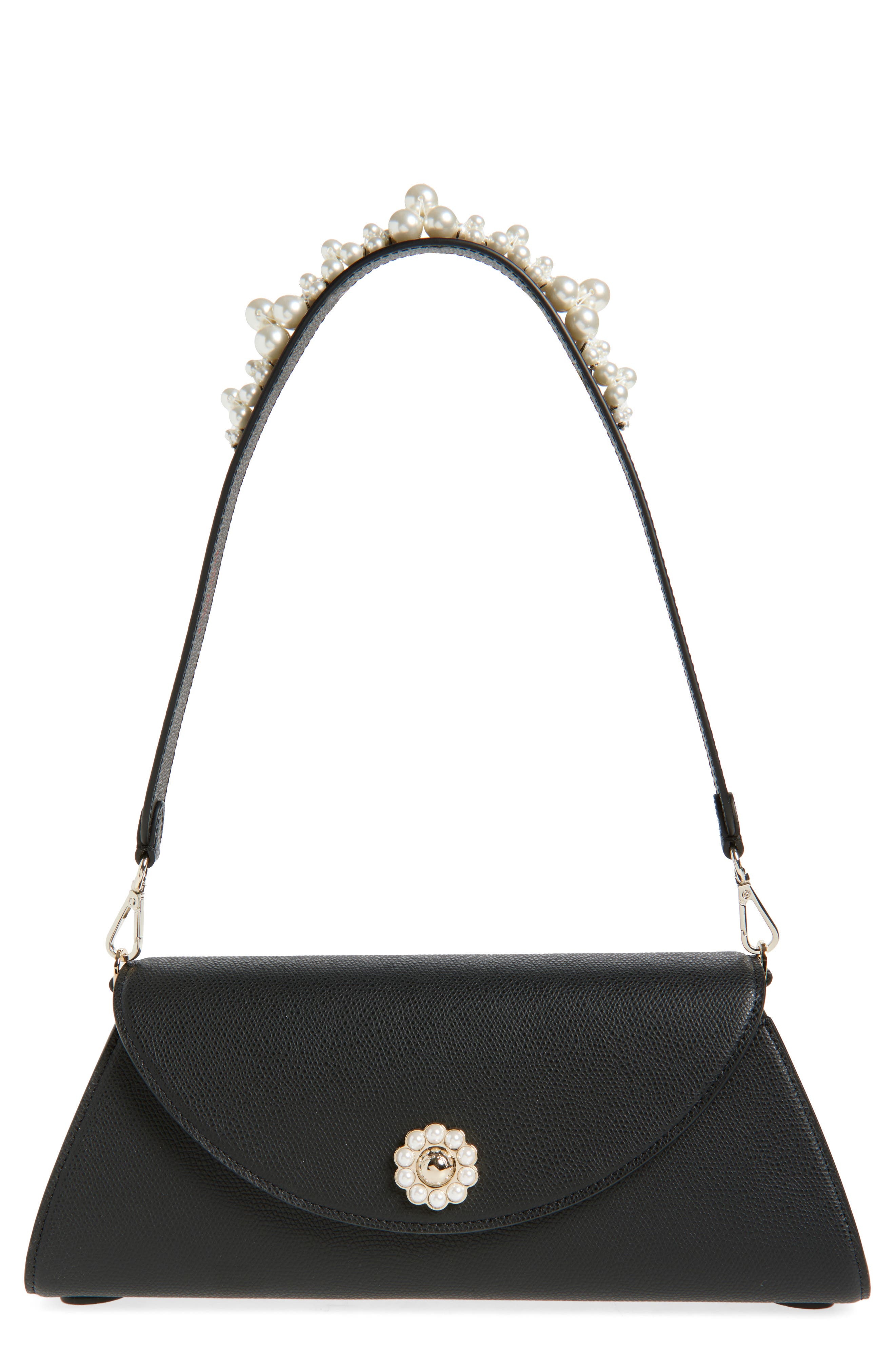 Simone Rocha Pochette Valentine Leather Shoulder Bag in Black/Pearl at Nordstrom - 1