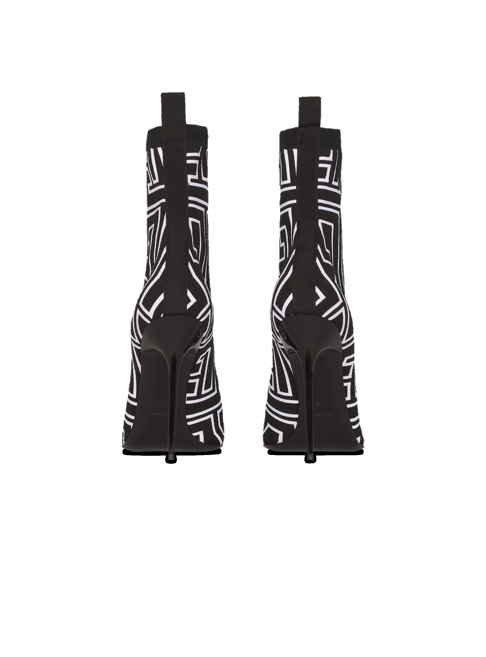 Bicolor stretch knit Skye ankle boots with Balmain monogram - 4