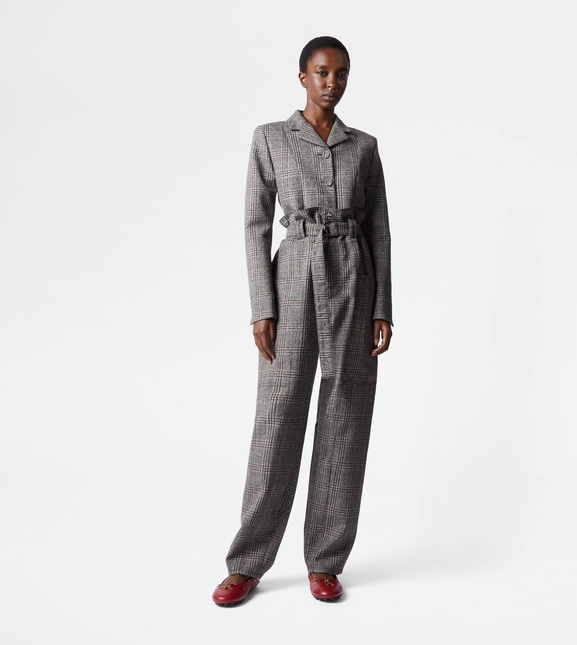PANTS IN WOOL - GREY, RED - 2
