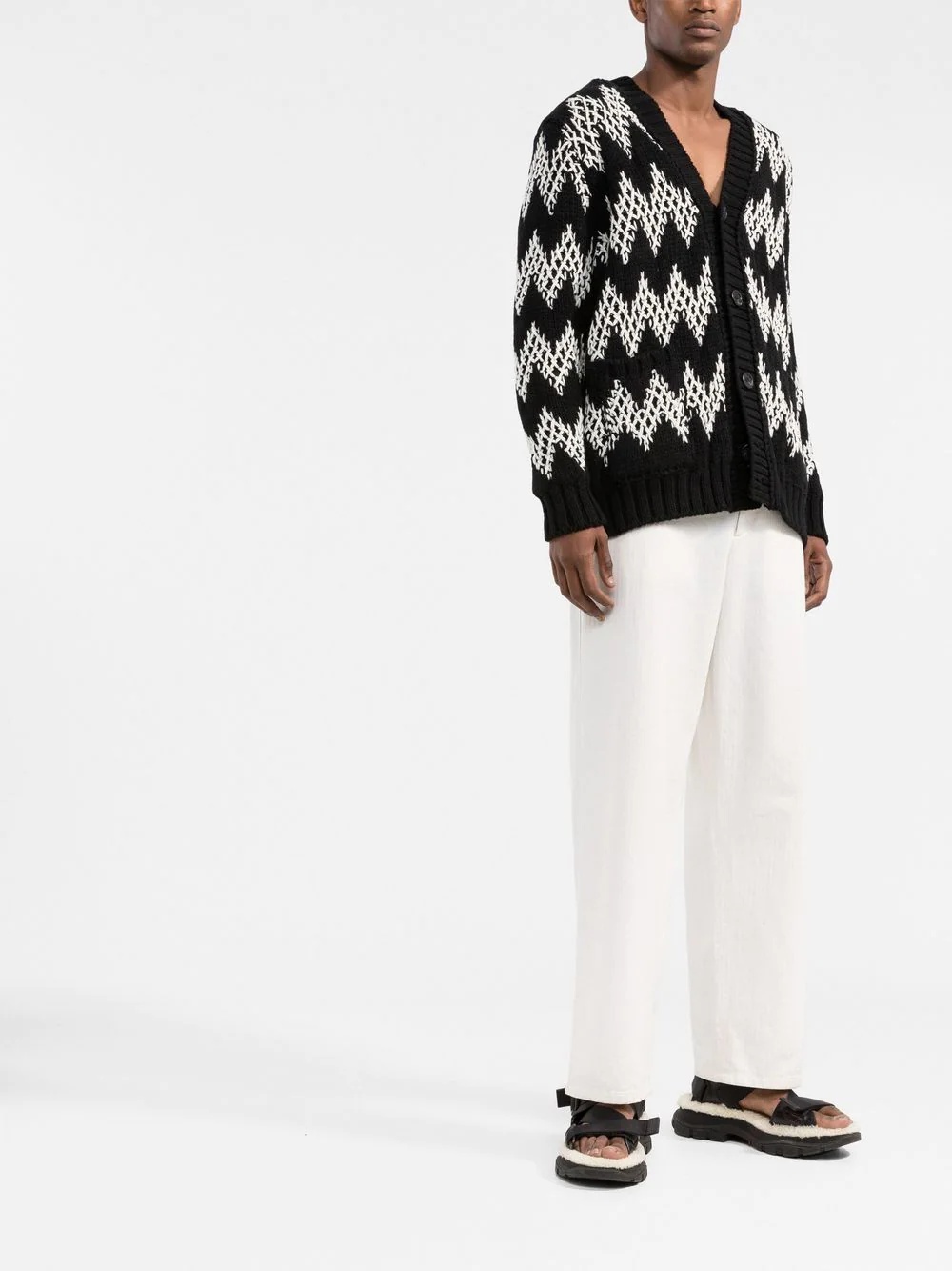 zigzag-knit wool cardigan - 2