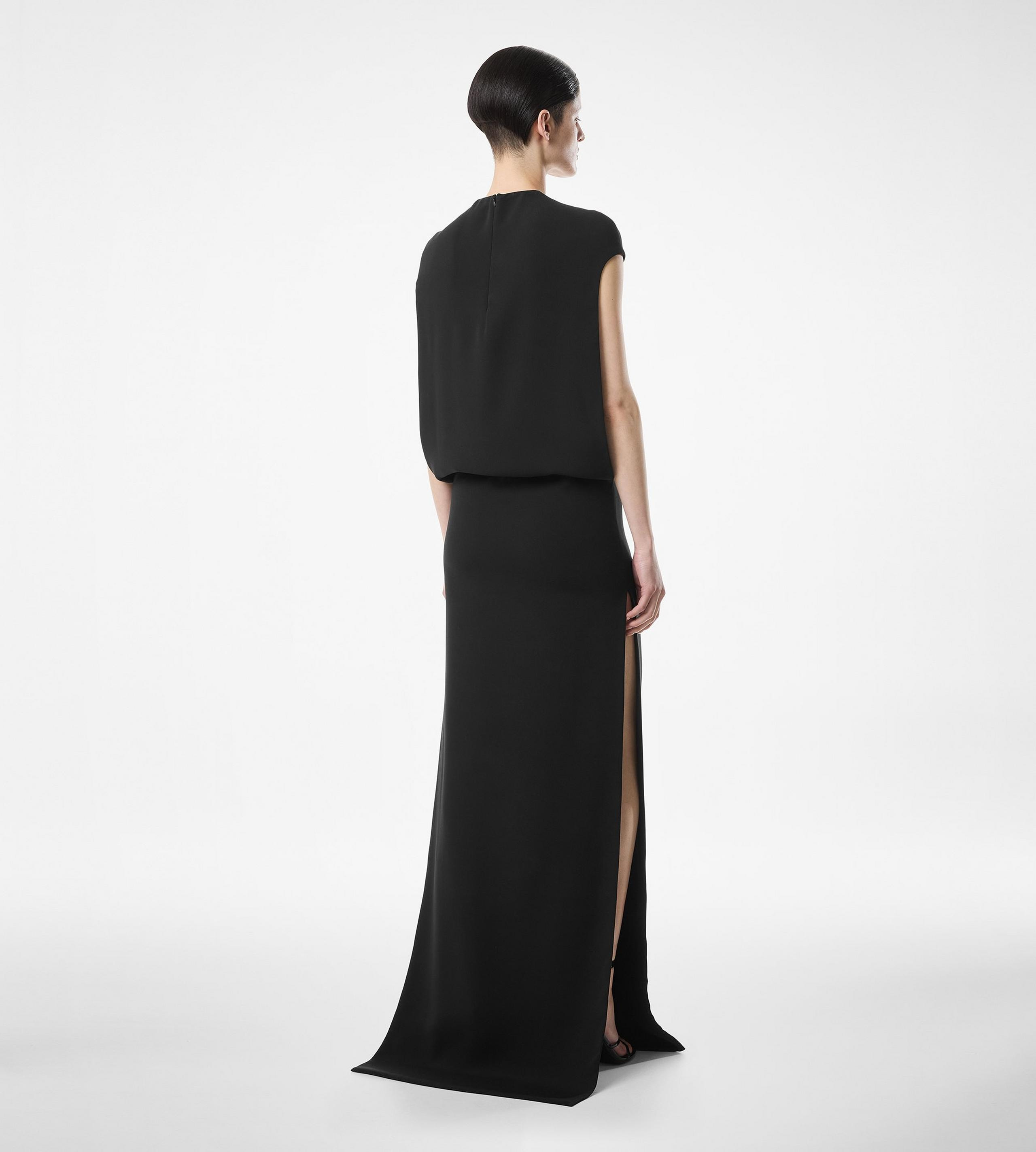 SILK DOUBLE GEORGETTE STRETCH EVENING DRESS - 4