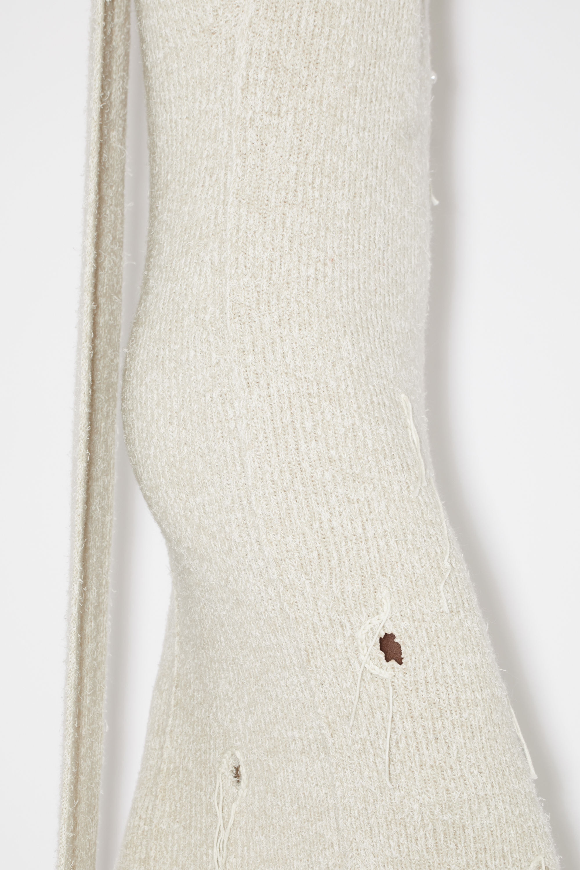 Distressed ribbed knit dress - Ecru/white - 5