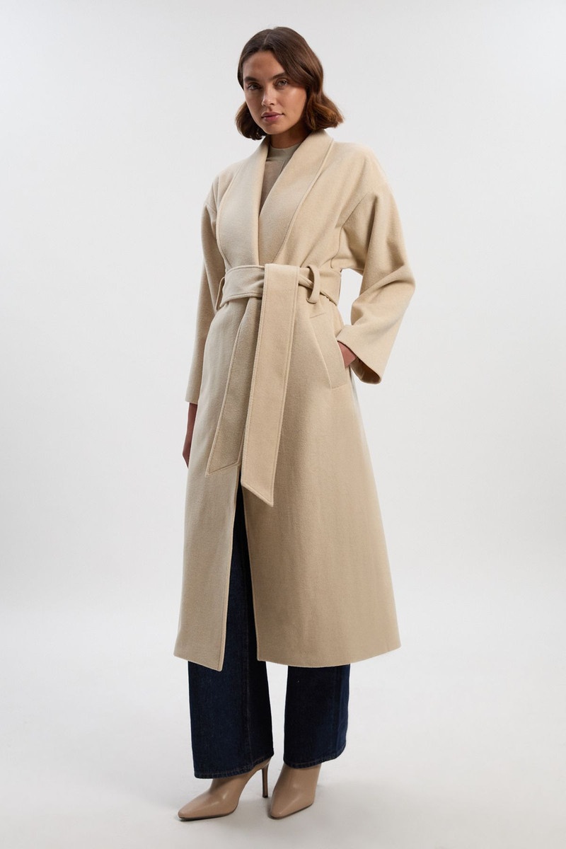 KAREN MILLEN Brushed Wool  Belted Wrap Tailored Maxi Coat outlook