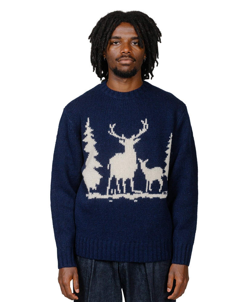 BEAMS PLUS Crew Intarsia 3G Navy outlook
