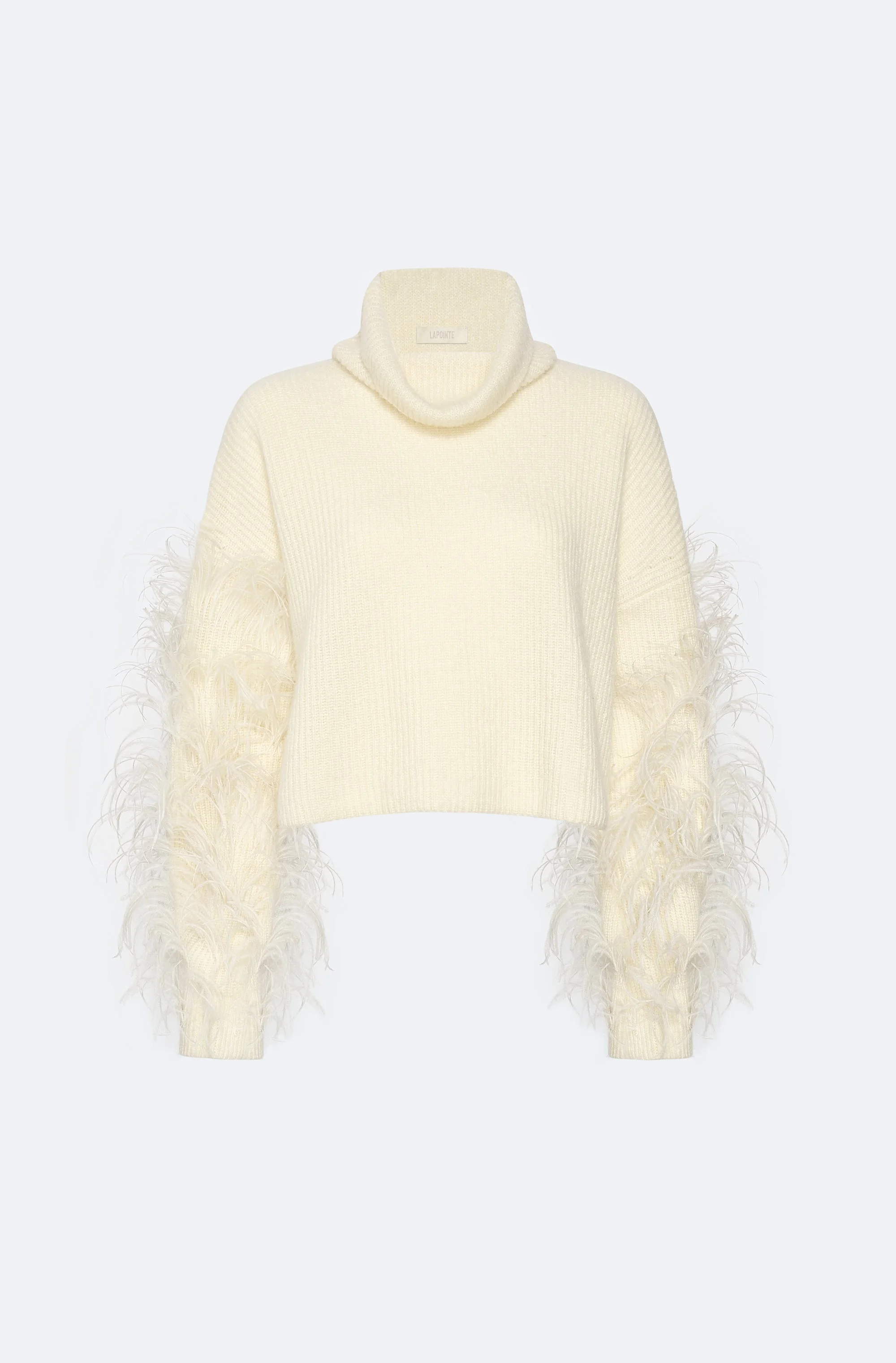 Cashmere Turtleneck Sweater With Feathers - 1