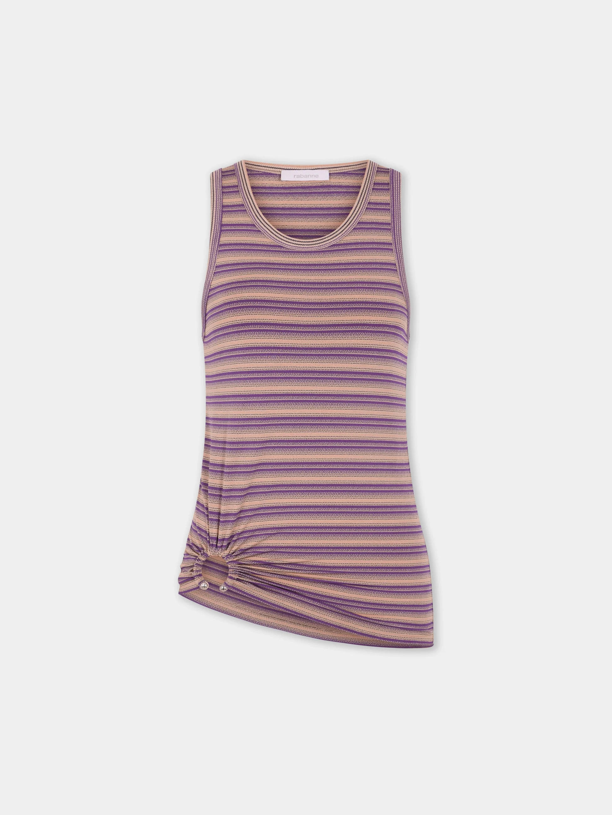 STRIPED PIERCING TANK TOP IN VISCOSE JERSEY - 1