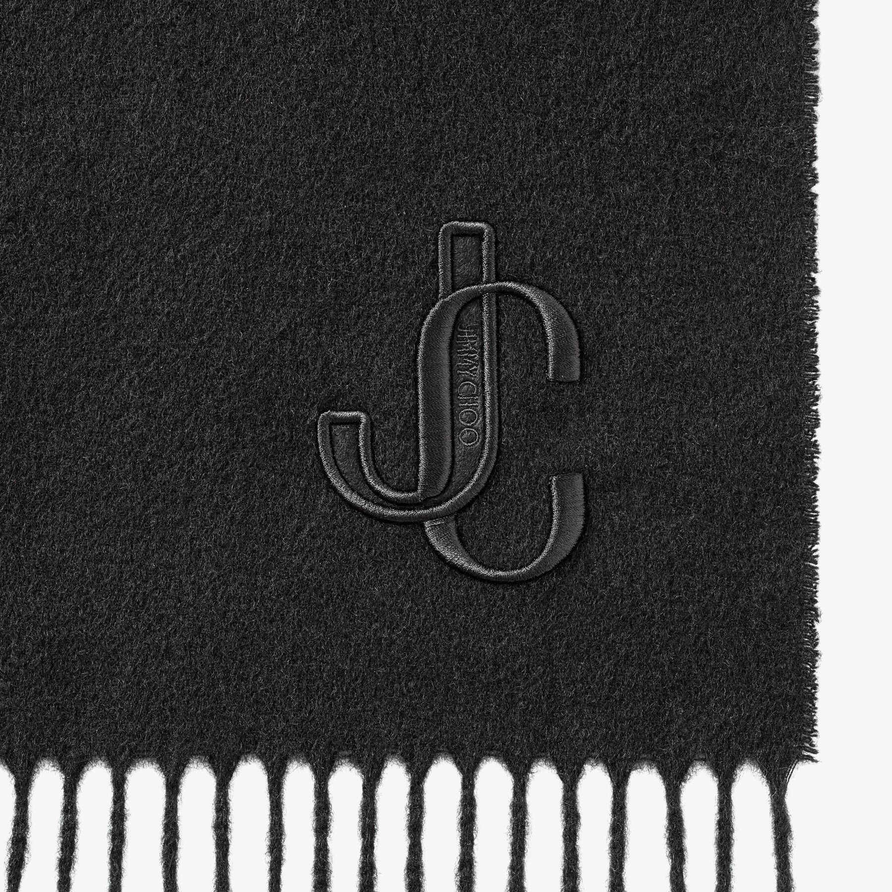 Charles
Black Recycled Cashmere Scarf with JC embroidery - 3