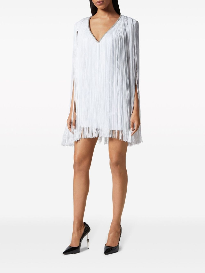 PHILIPP PLEIN fringed v-neck mini dress outlook