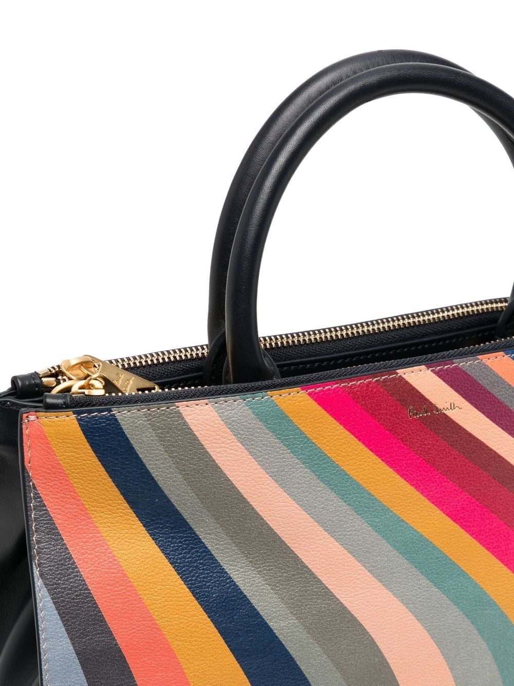 stripe-print leather shoulder bag - 4