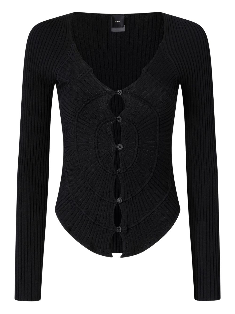 ribbed button-up cardigan - 1