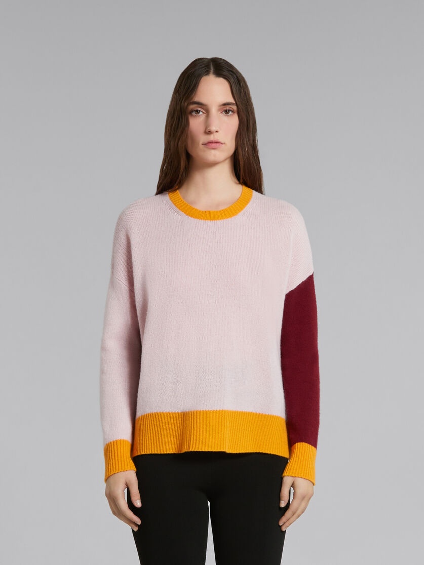 PINK COLOUR-BLOCK CASHMERE JUMPER - 2