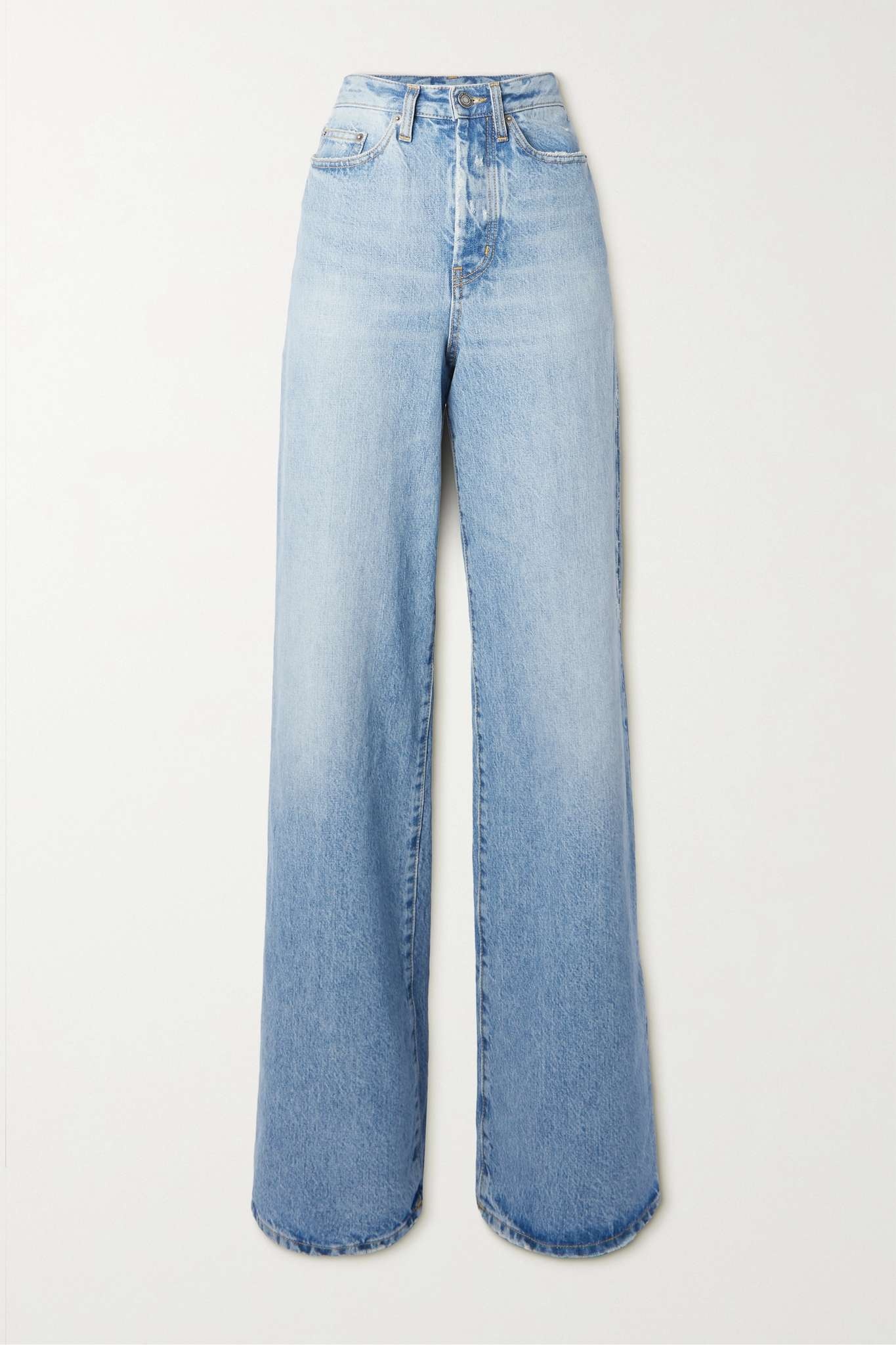 Long extreme baggy jeans in lake medium blue denim