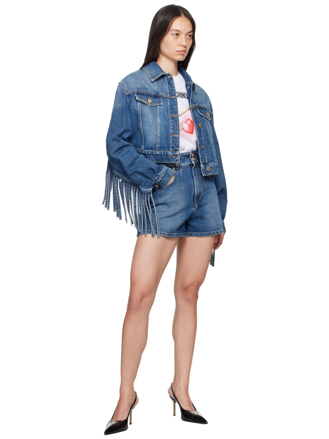 Blue Teddy Bear Denim Shorts - 4