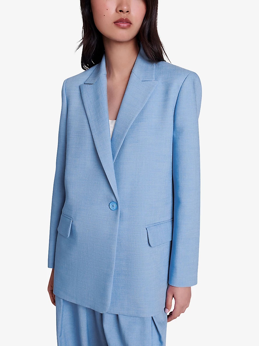 Lapel-collar double-breasted stretch-woven blazer - 2