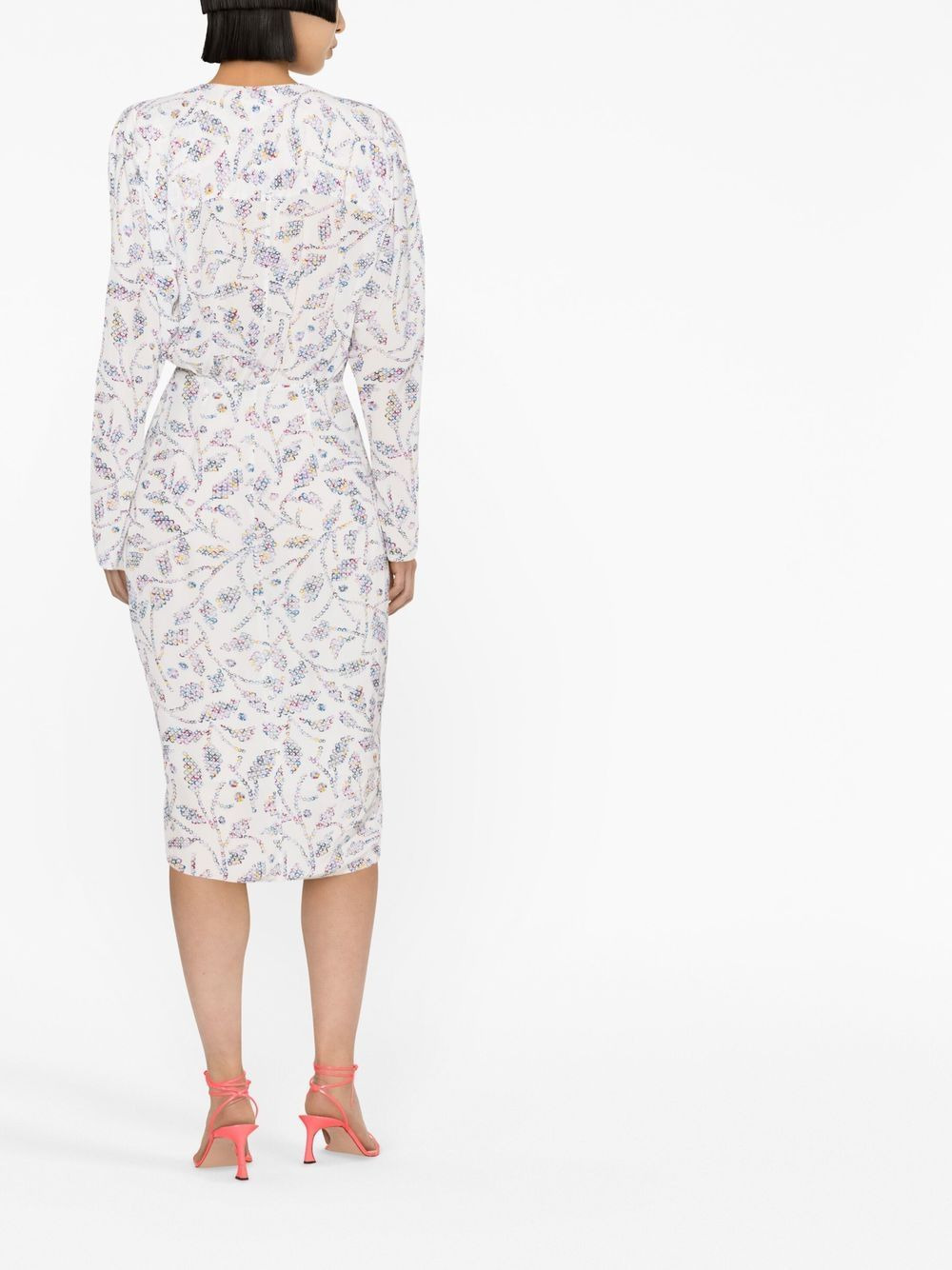floral-print wrap midi dress - 4