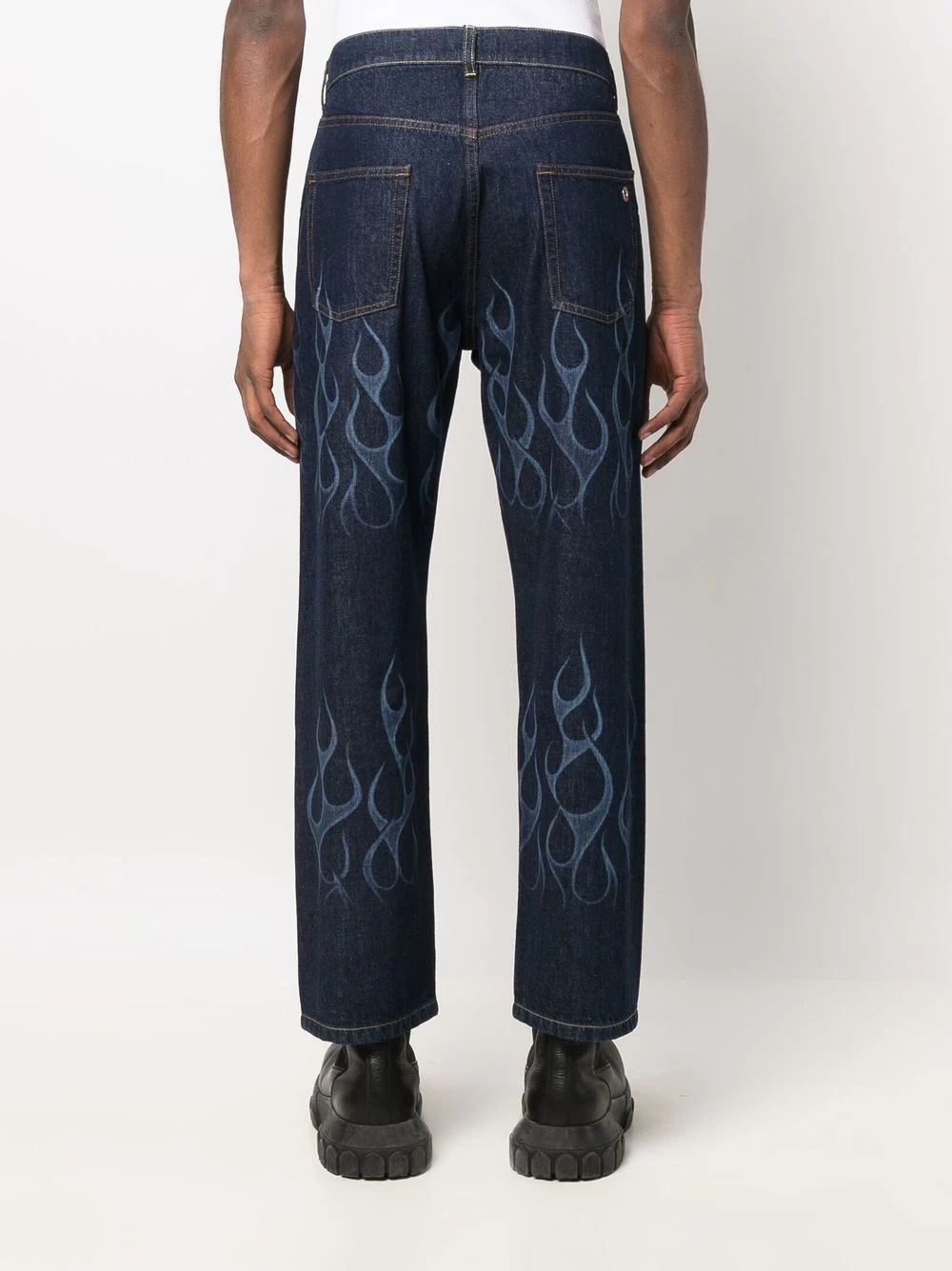 flame-print straight-leg jeans - 4