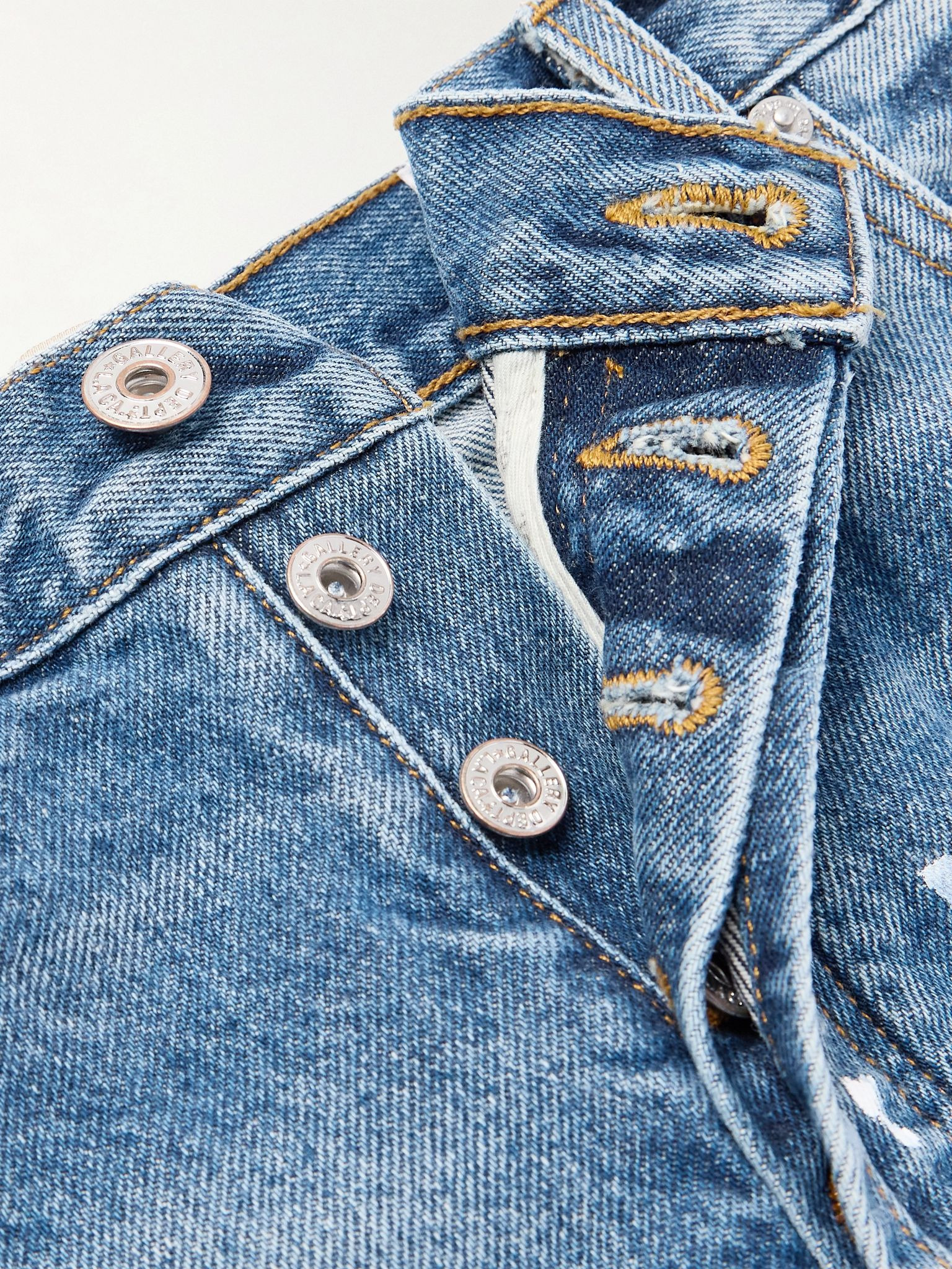 Ventura Straight-Leg Distressed Paint-Splattered Denim Shorts Blue - 6