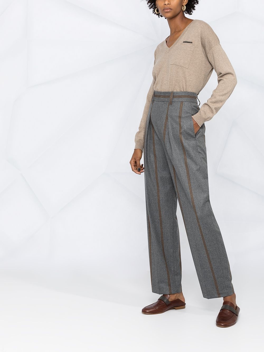 striped tapered trousers - 4