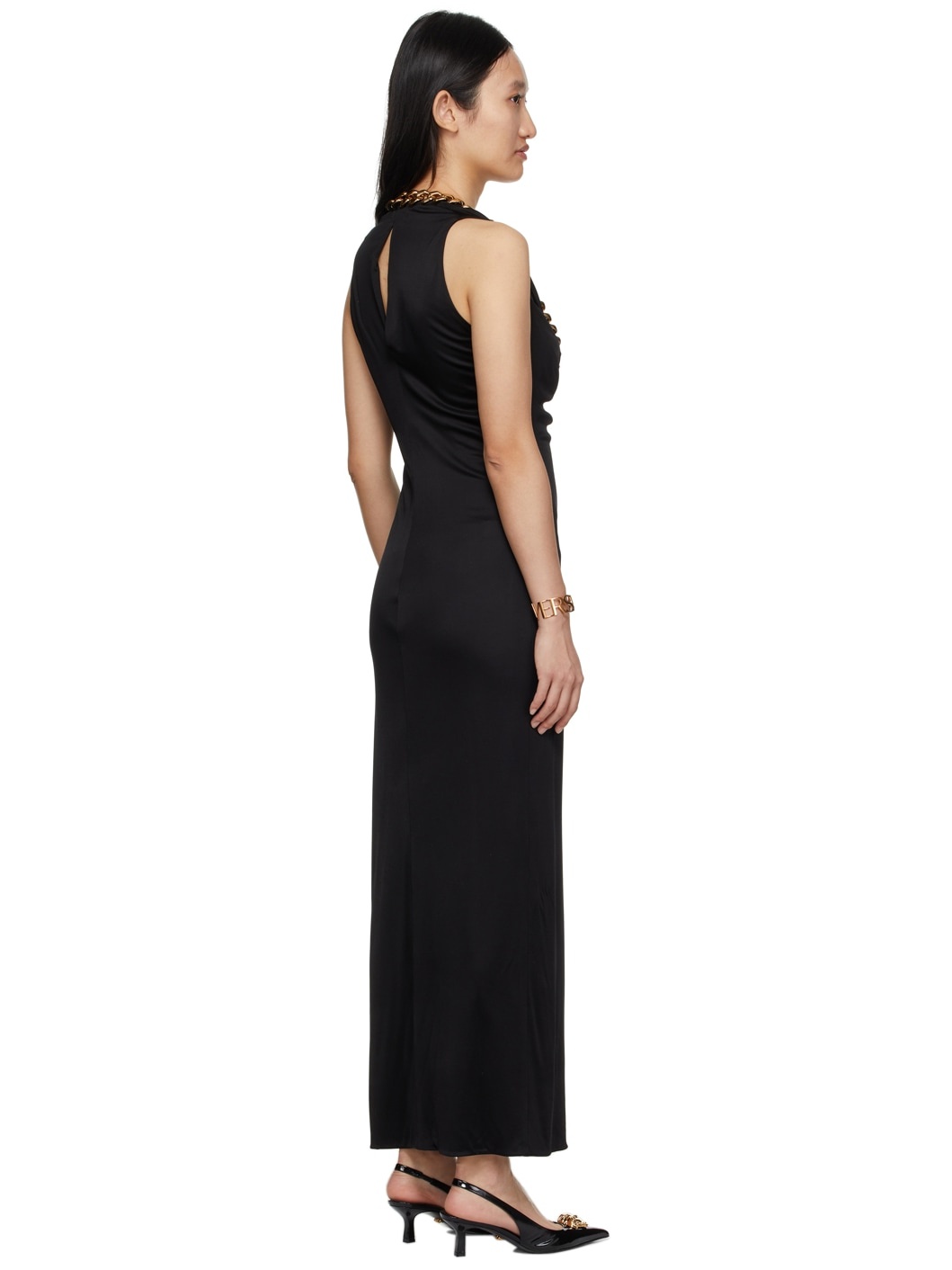 Black Woven Chain Dress - 3