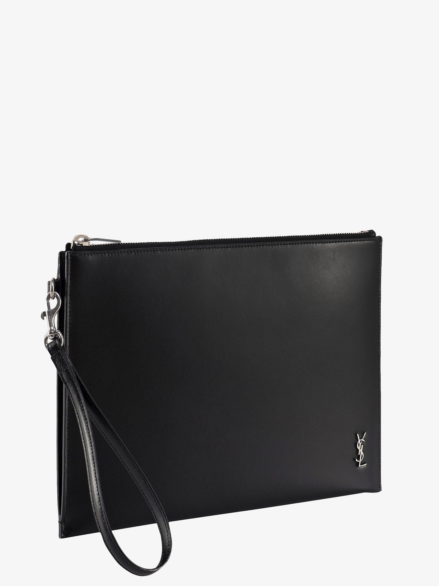 Saint Laurent Men Leather Clutch With Monogram Detail - 4