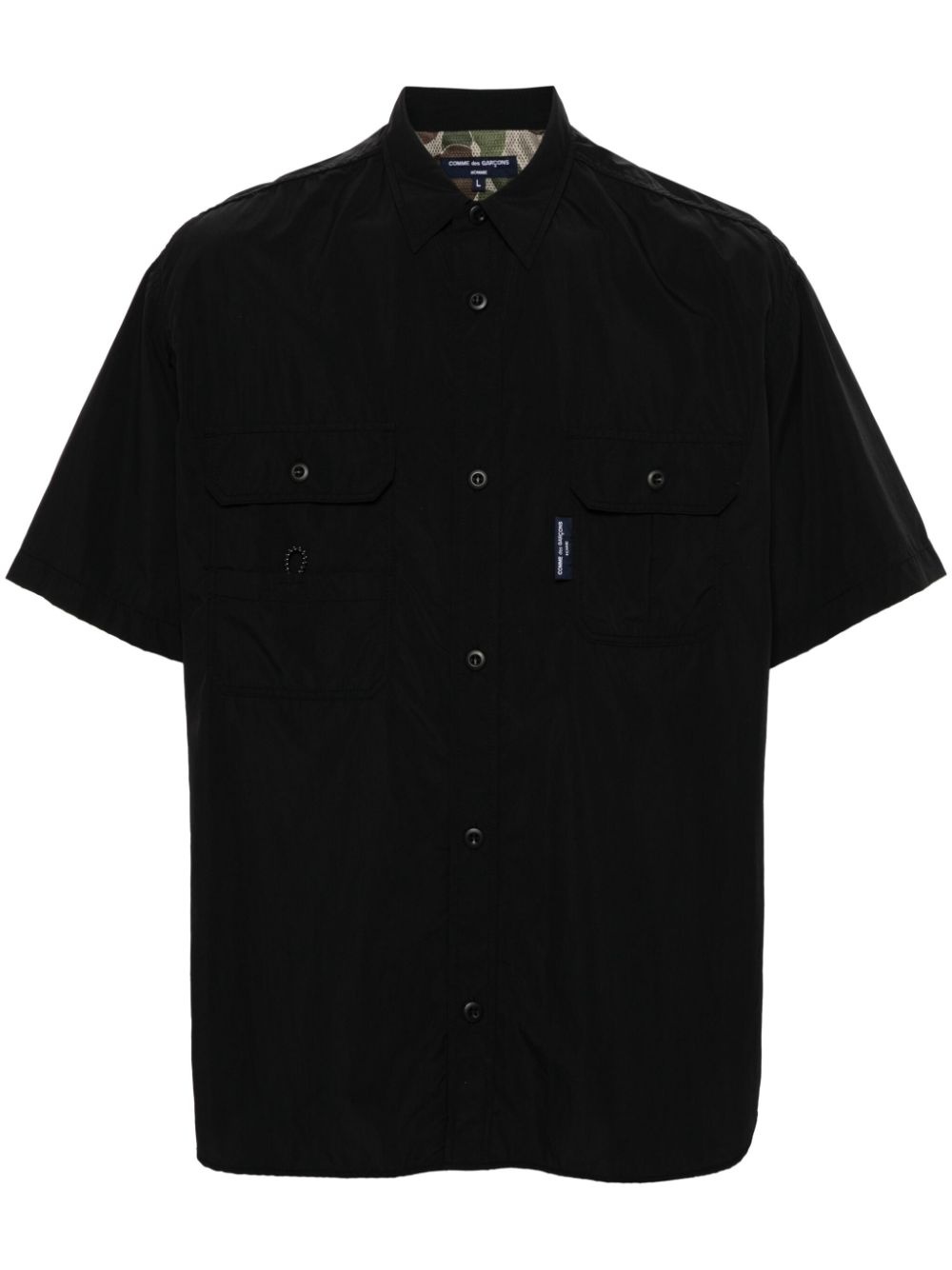 pointed-collar short-sleeve shirt - 1