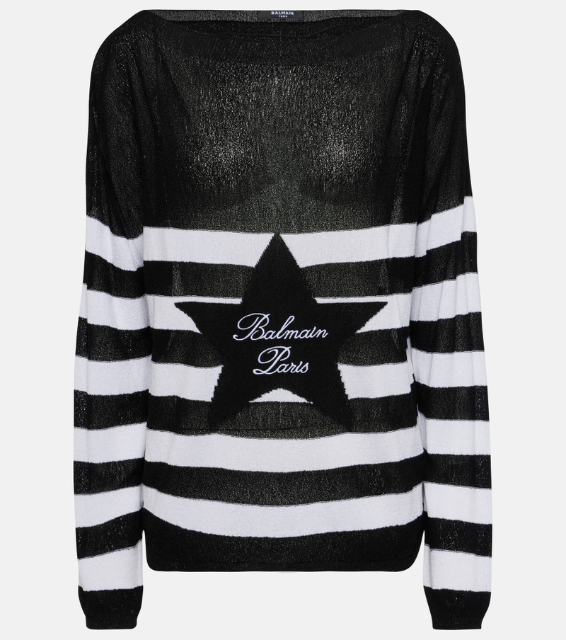 striped boat-neck jumper - 1