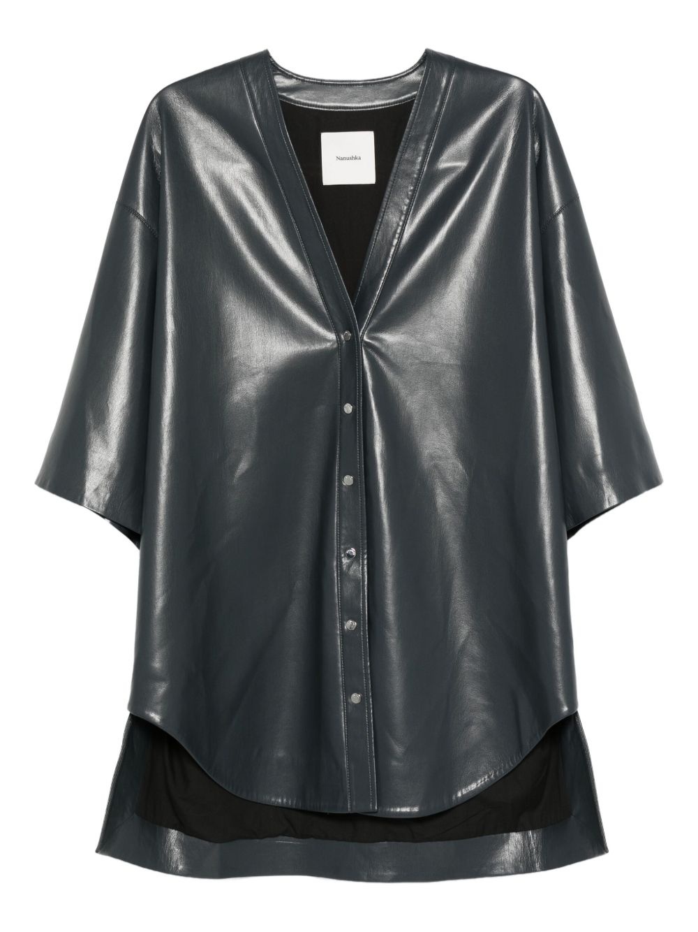 button-front shirt mini dress - 1