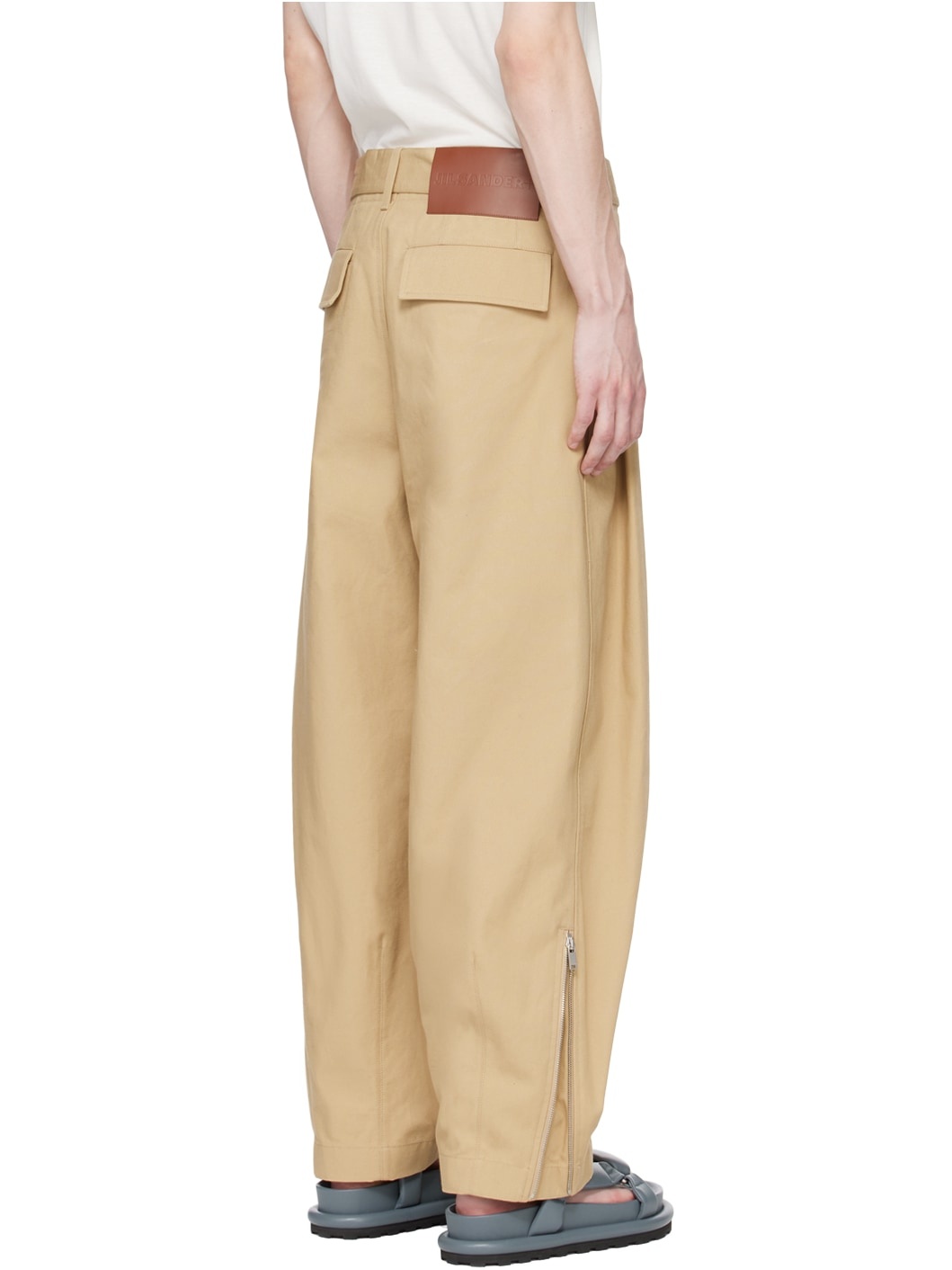 Beige Belted Trousers - 3