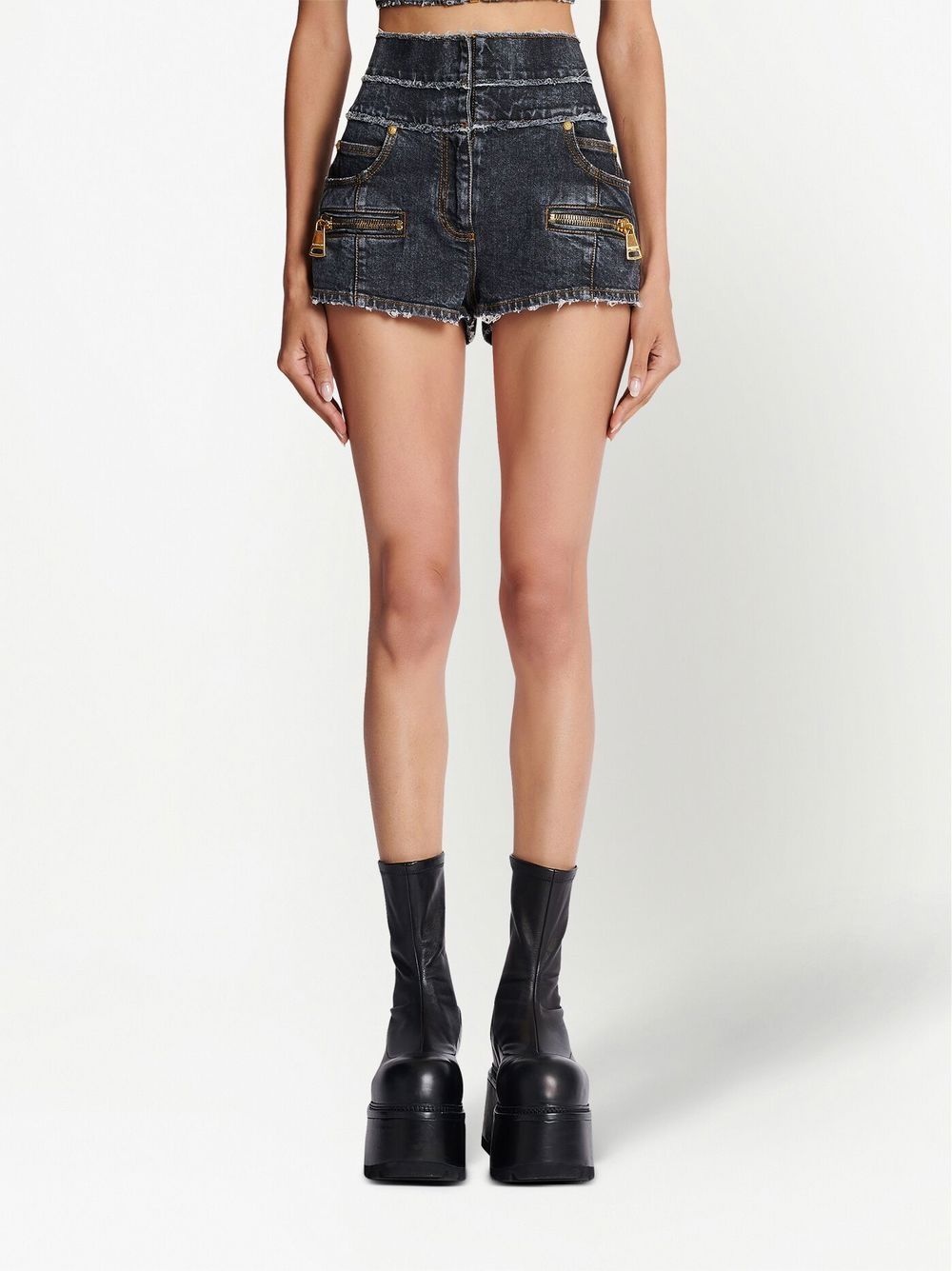 multi-pocket denim shorts - 3