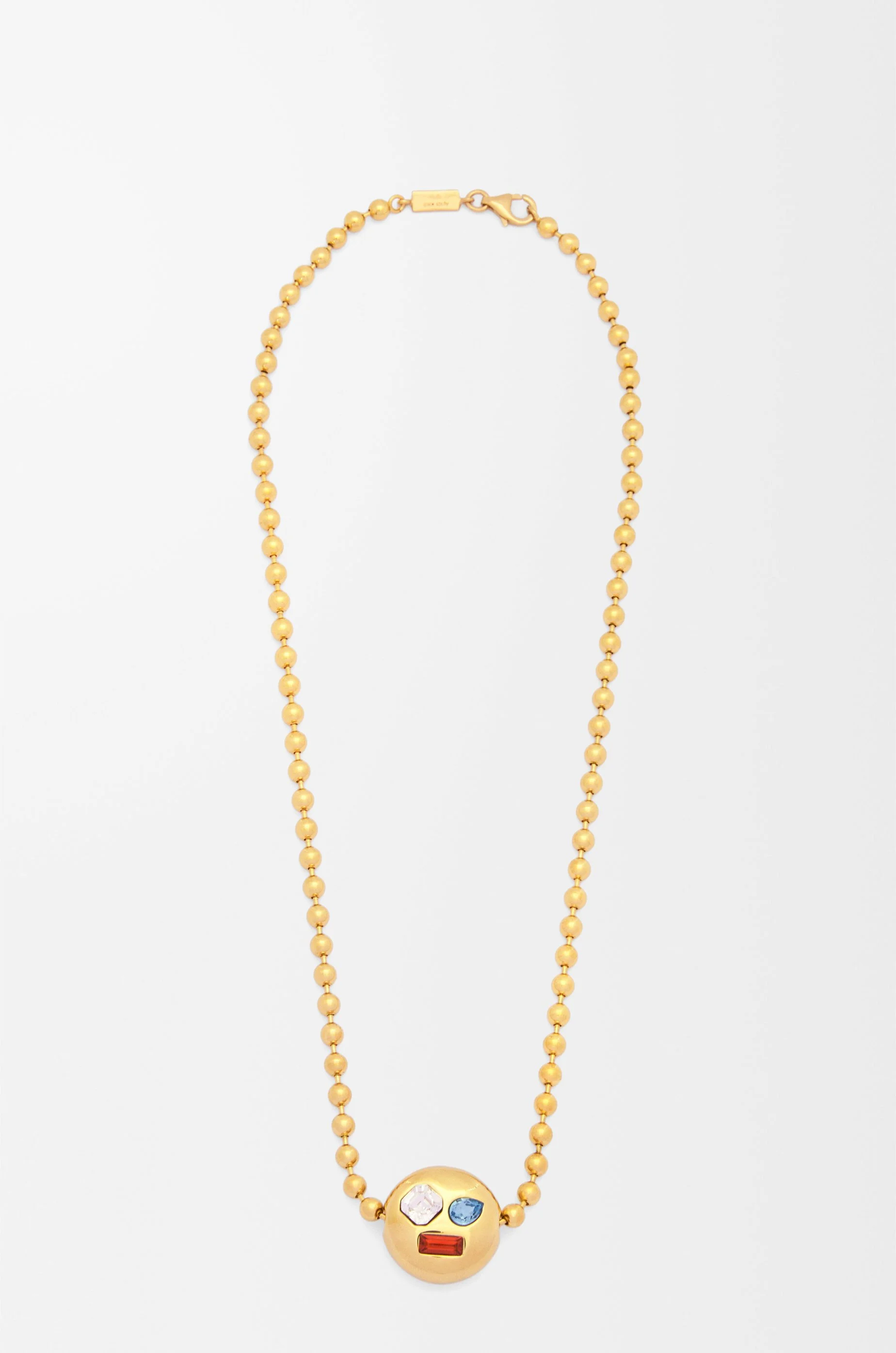 Anagram Pebble necklace in sterling silver and crystals - 1