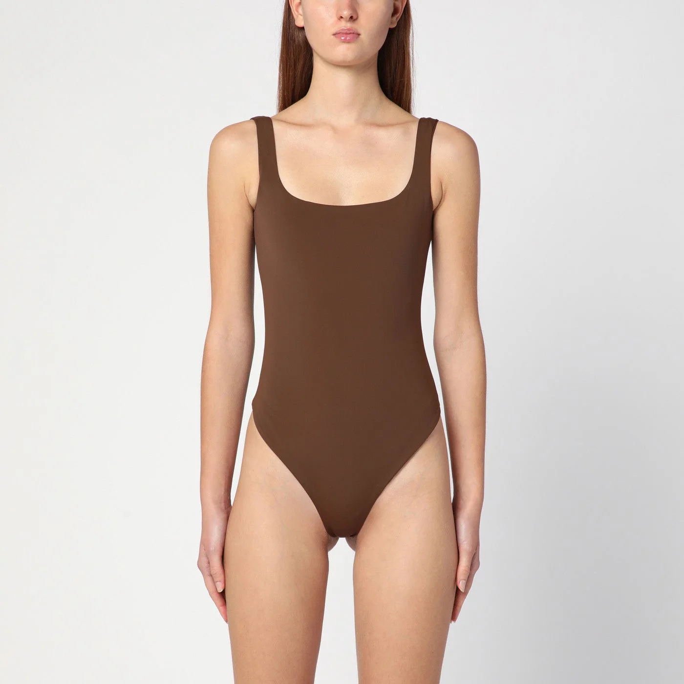 Brown nylon-blend bodysuit - 1
