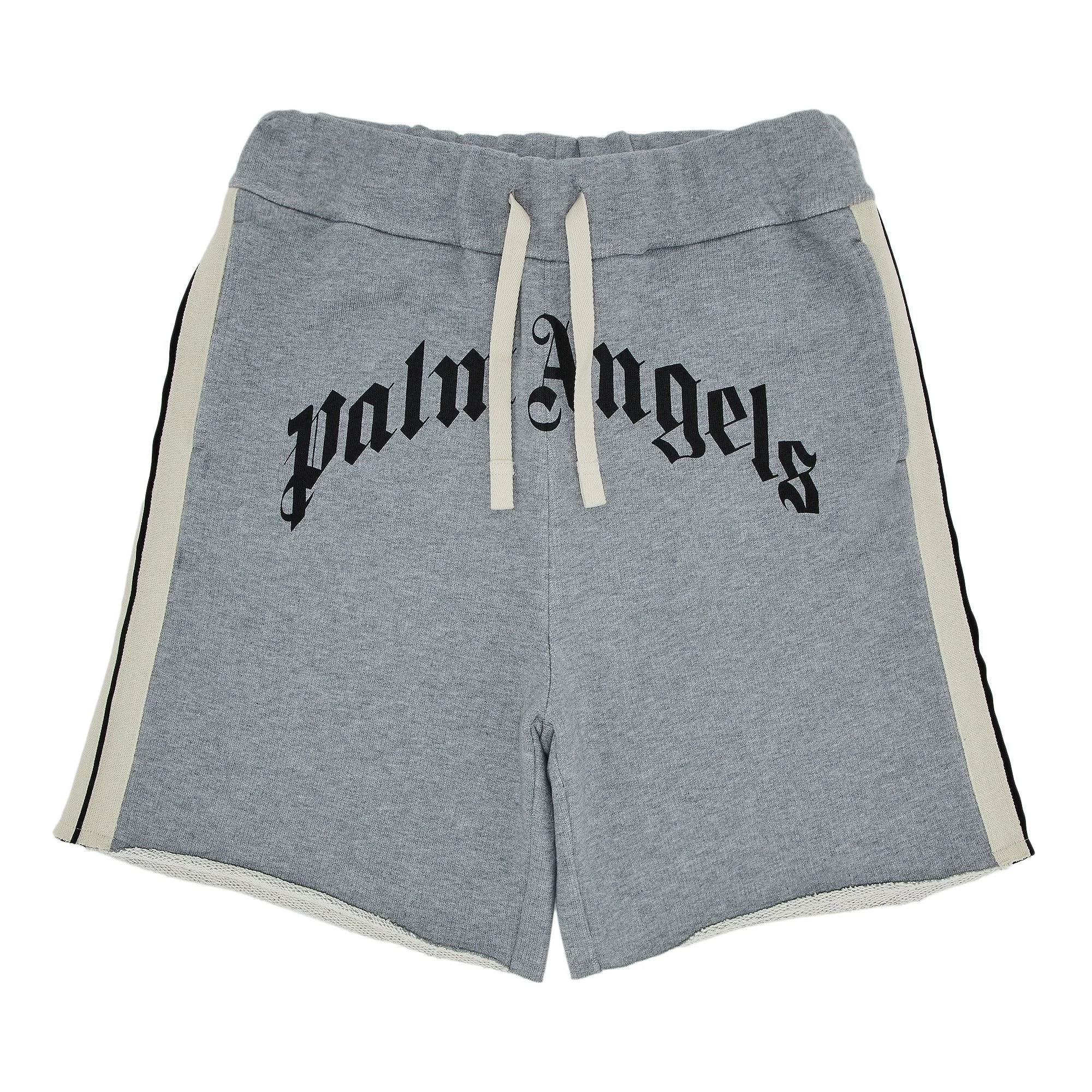 Palm Angels Curved Logo Track Sweatshort 'Grey/Melange' - 1