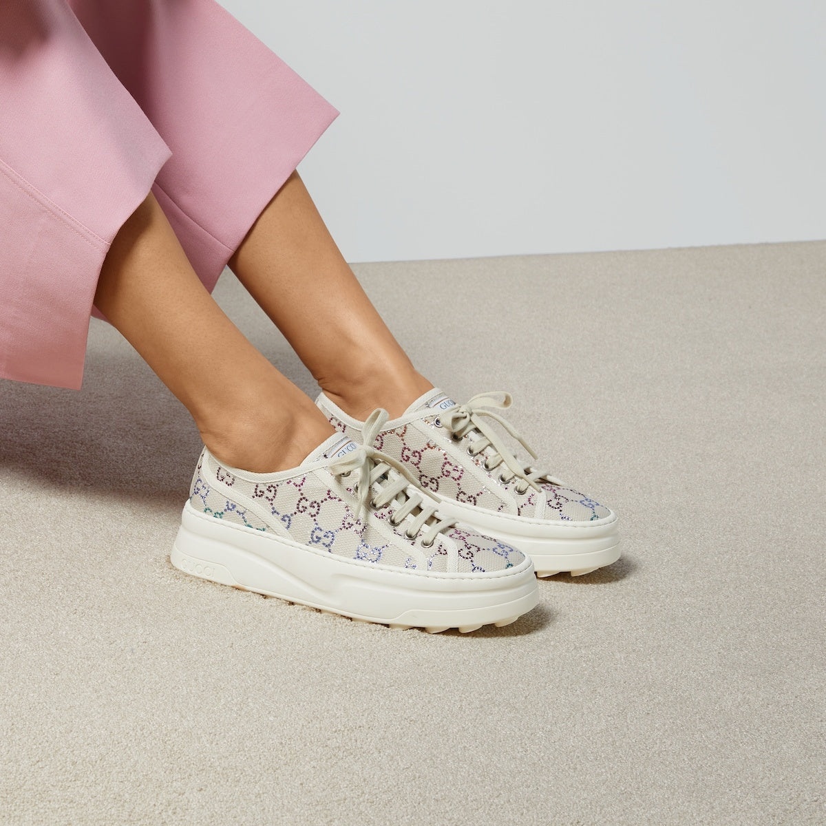 Gucci GG Crystals Lame Canvas Sneakers - 4
