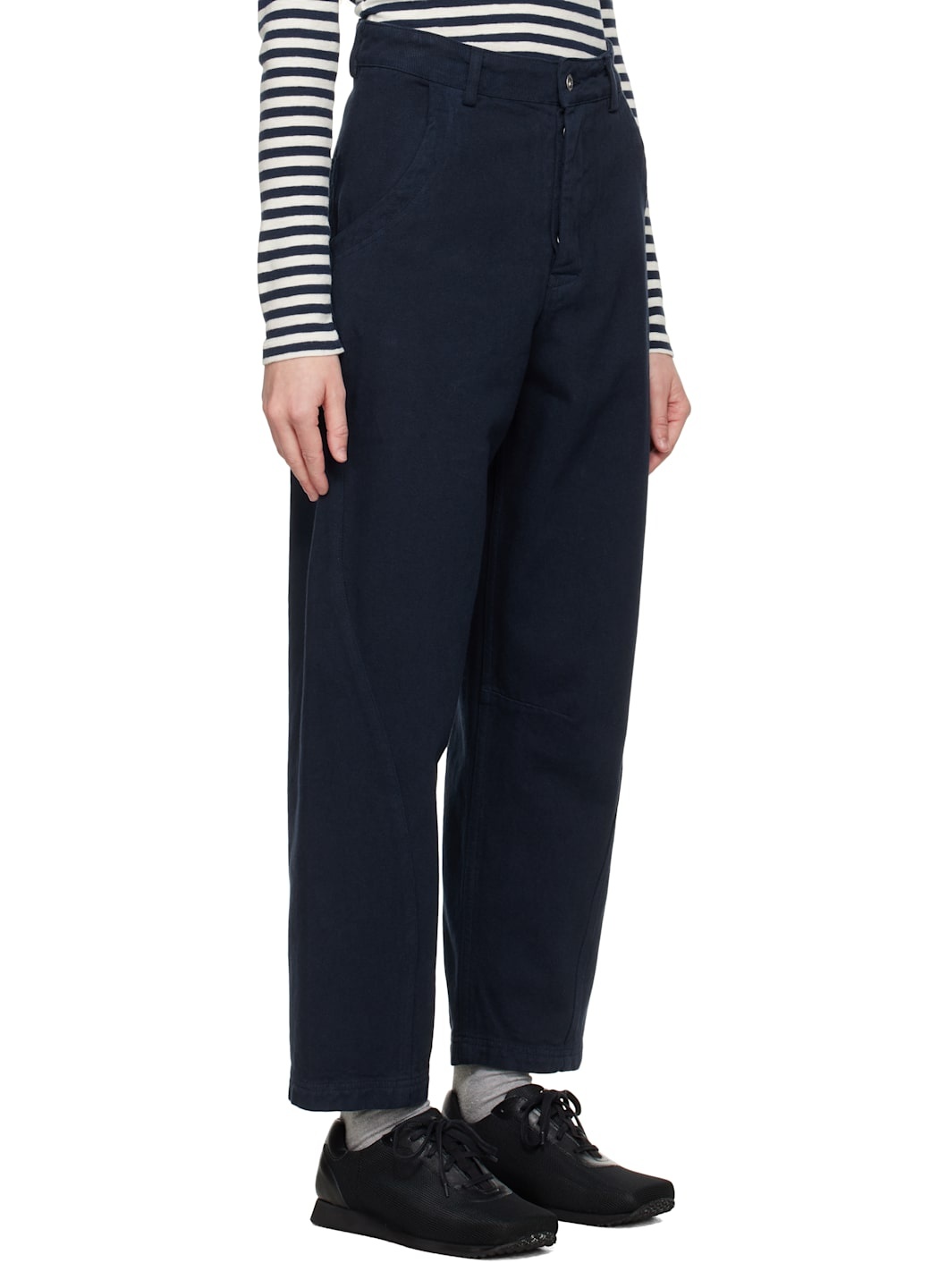 Navy Twisted Trousers - 2