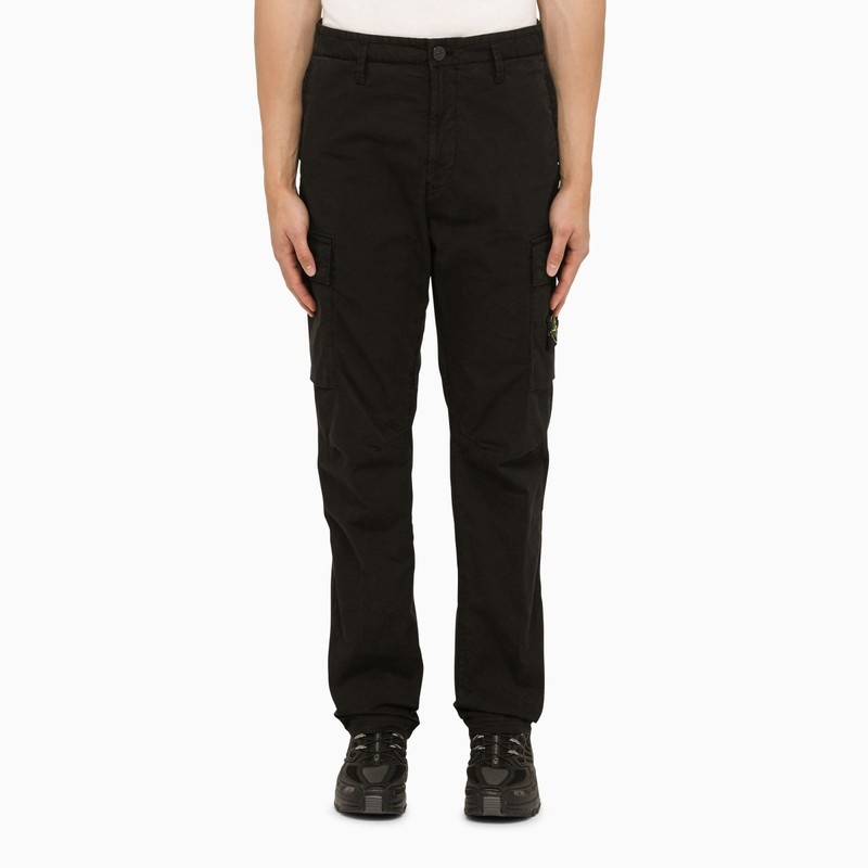 Black cotton cargo trousers - 1