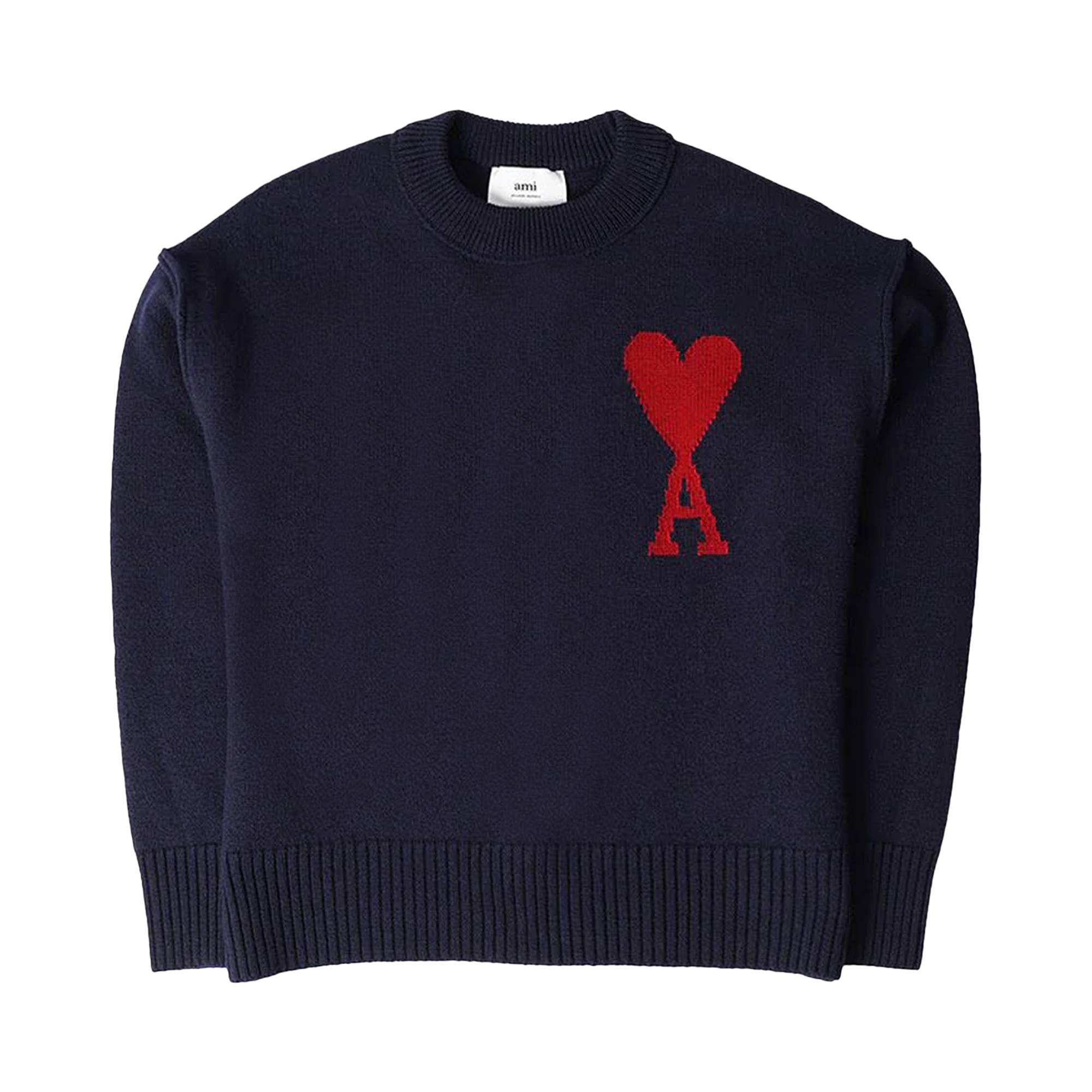 Ami Large Heart Sweater 'Blue/Red' - 1