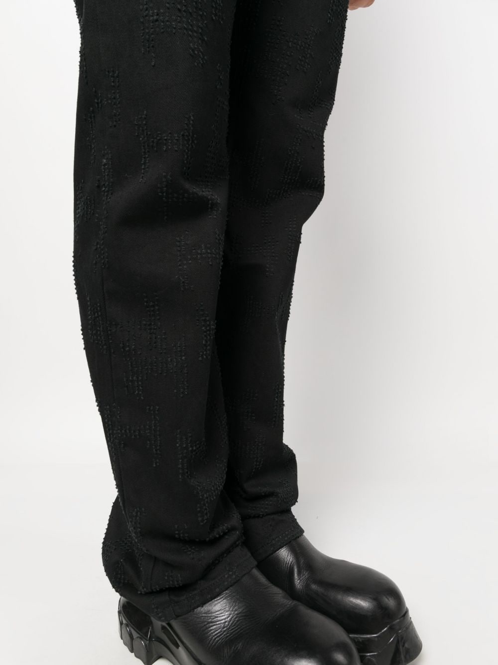 frayed-stitch straight-leg jeans - 5