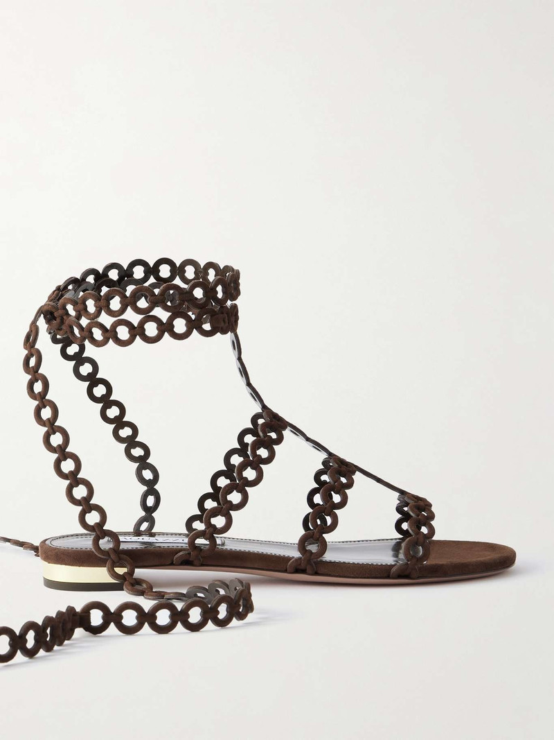 Infinity Chain cutout suede sandals Dark brown - 1