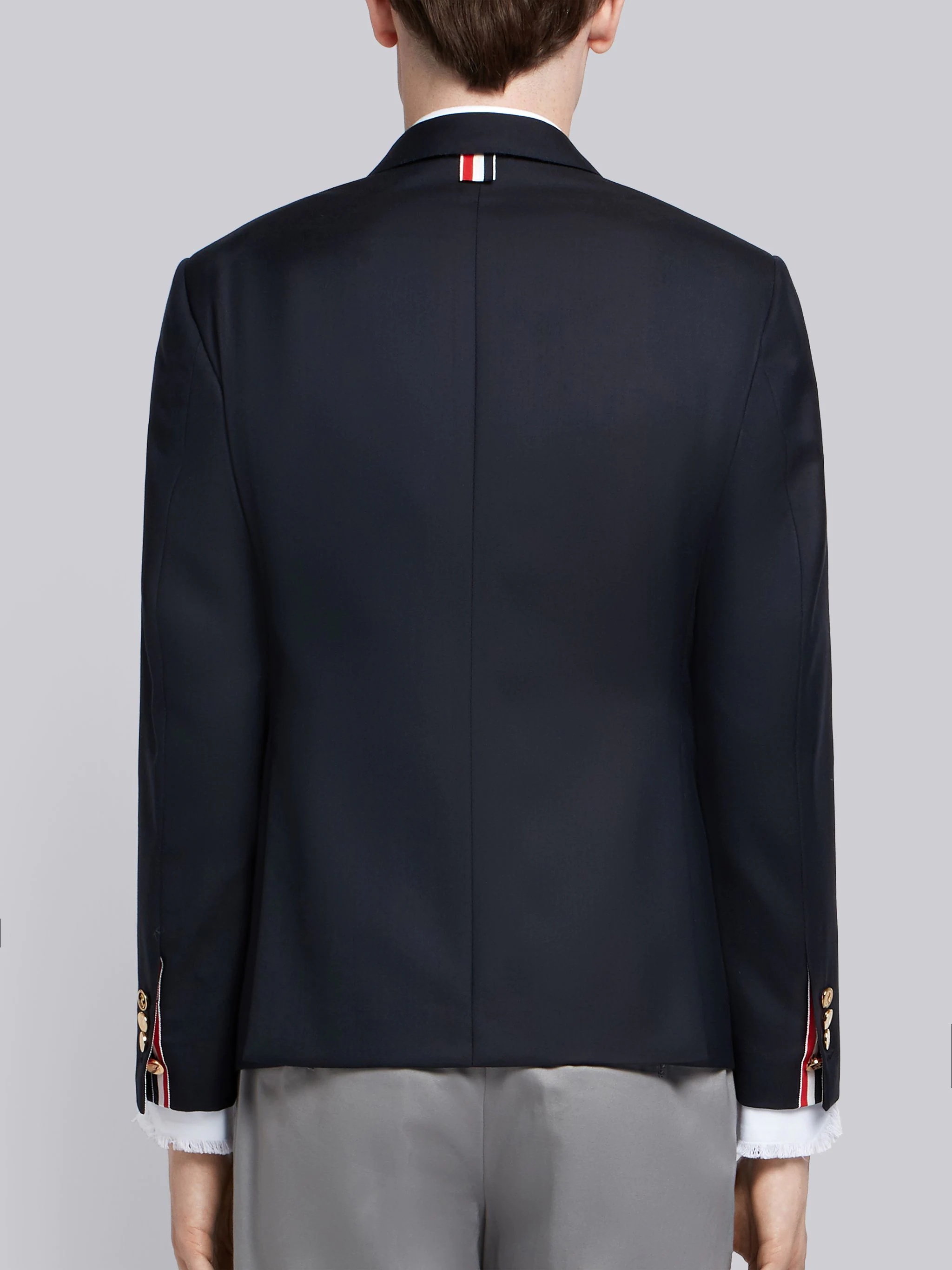 Navy Super 120's Wool Twill Single Breasted Classic Jacket - 3