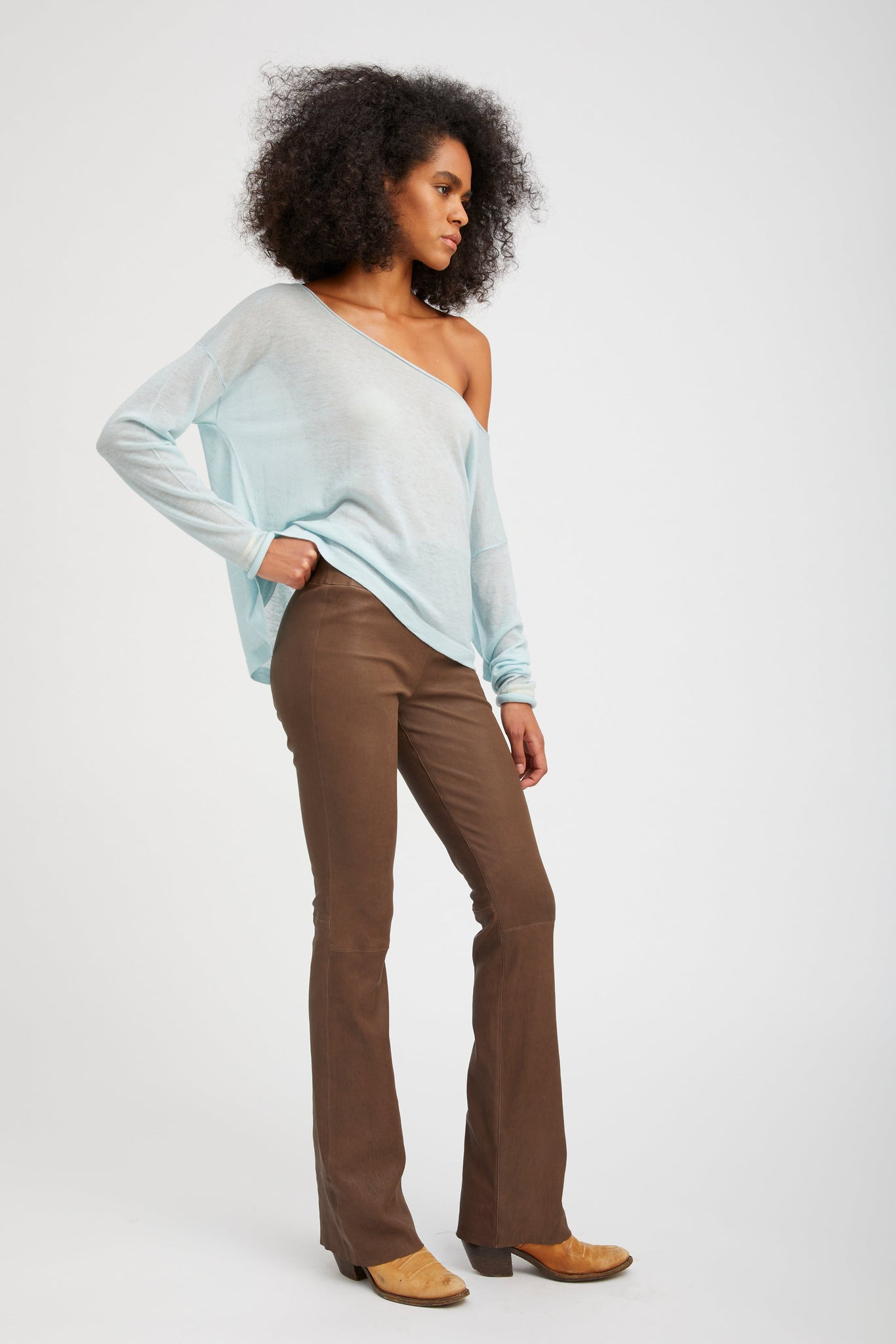 TRUFFLE LEATHER MICRO FLARE - 3