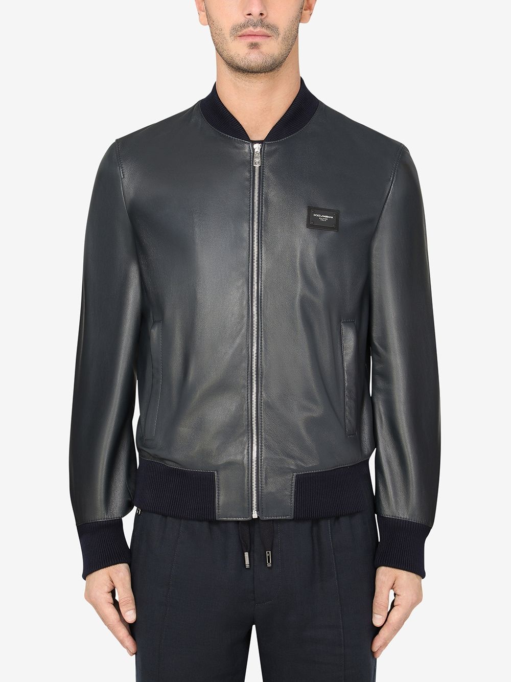 lambskin leather bomber jacket - 3