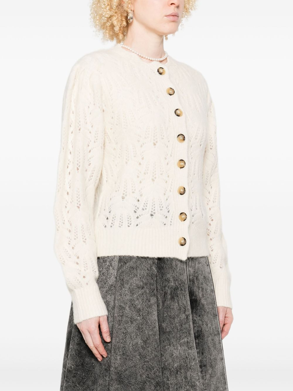 button-front open-knit cardigan - 3