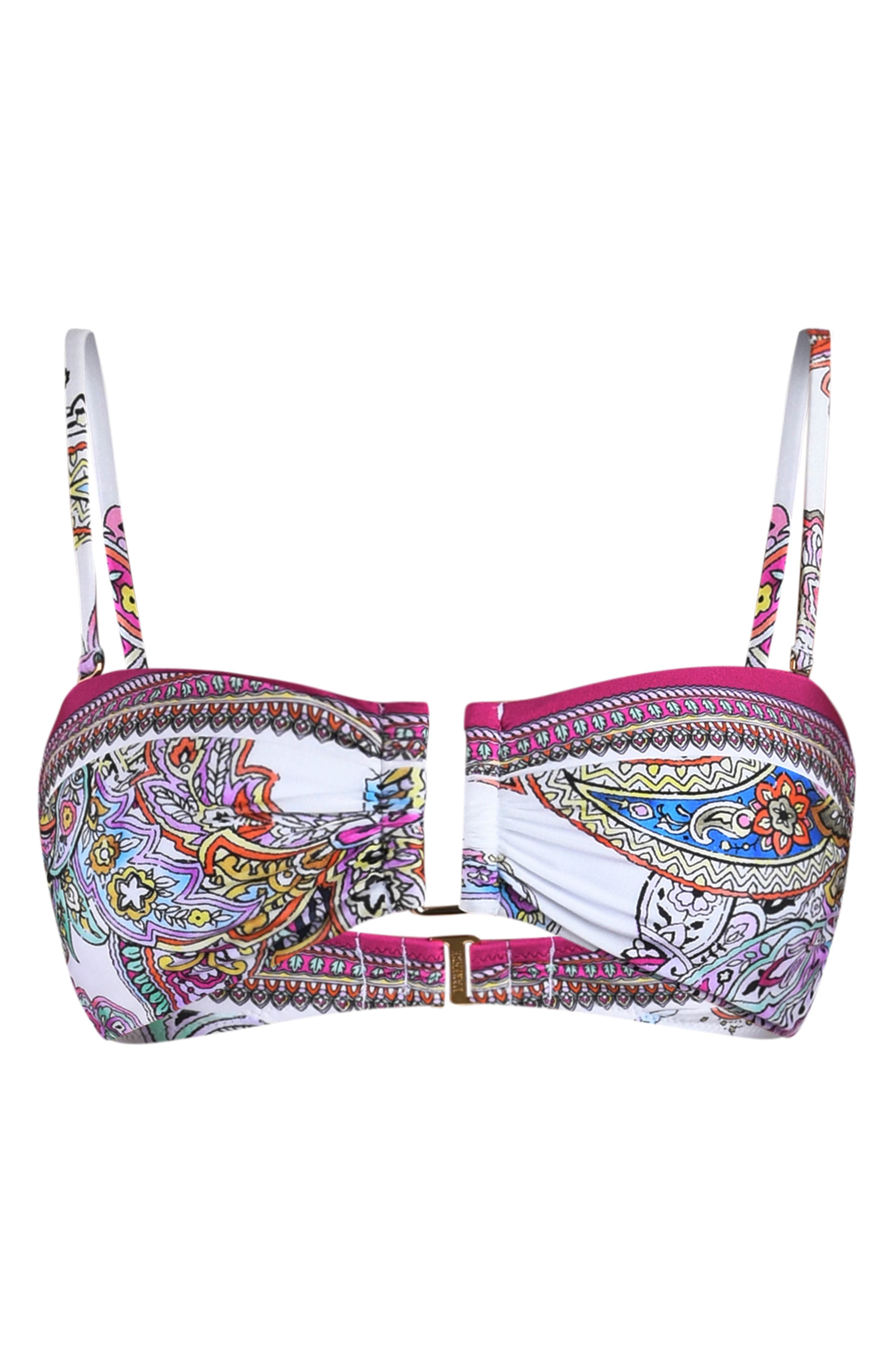 L'AGENCE Krysta Bright Paisley Bikini Top in White Multi at Nordstrom - 3