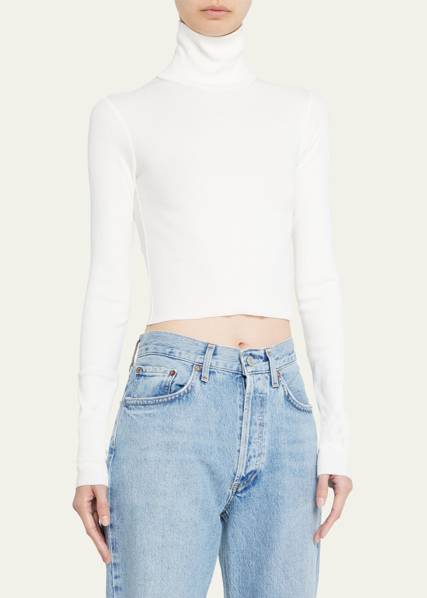 Cropped Fitted Turtleneck Top - 4