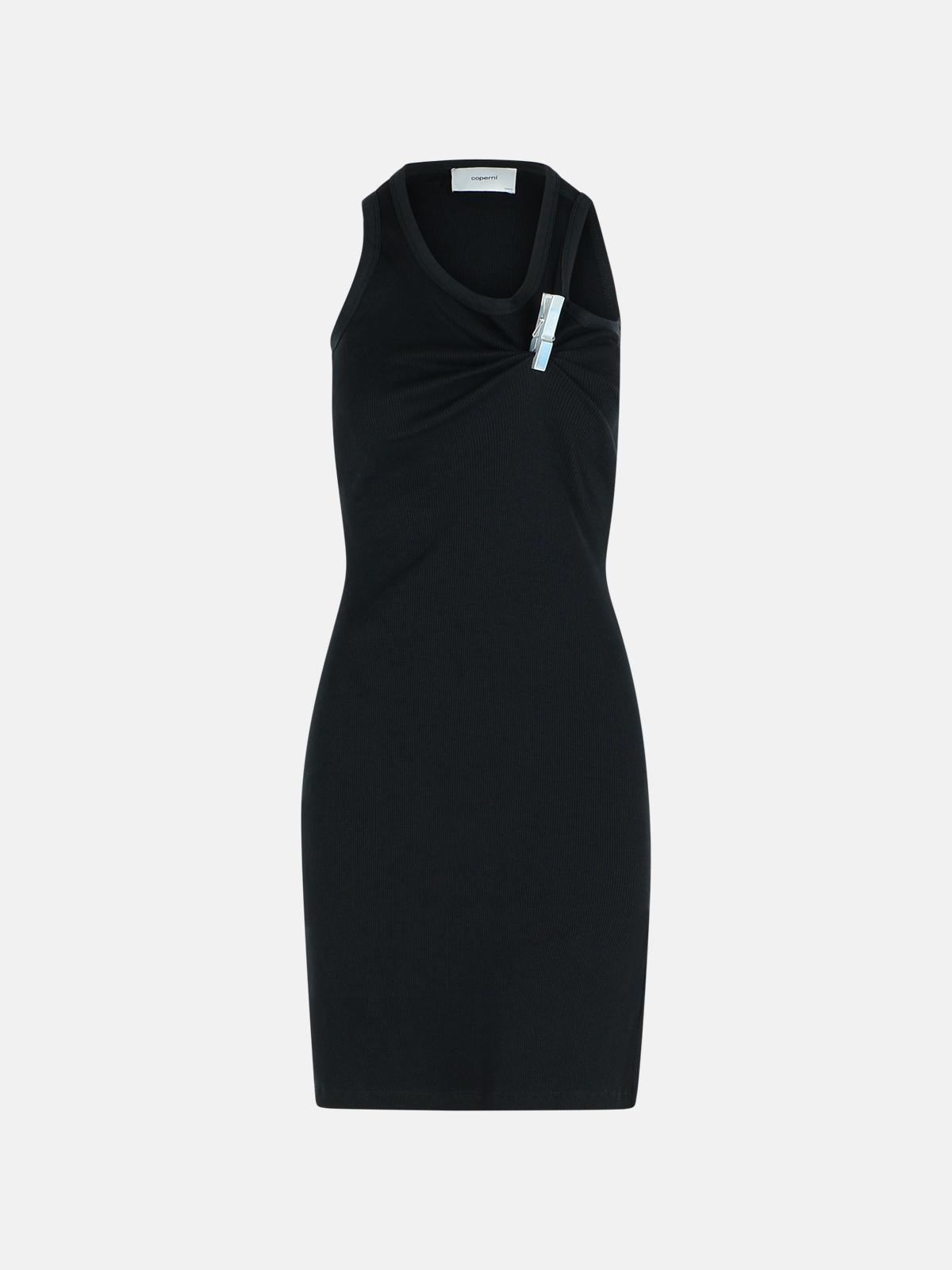 'CLIP' BLACK COTTON DRESS - 1