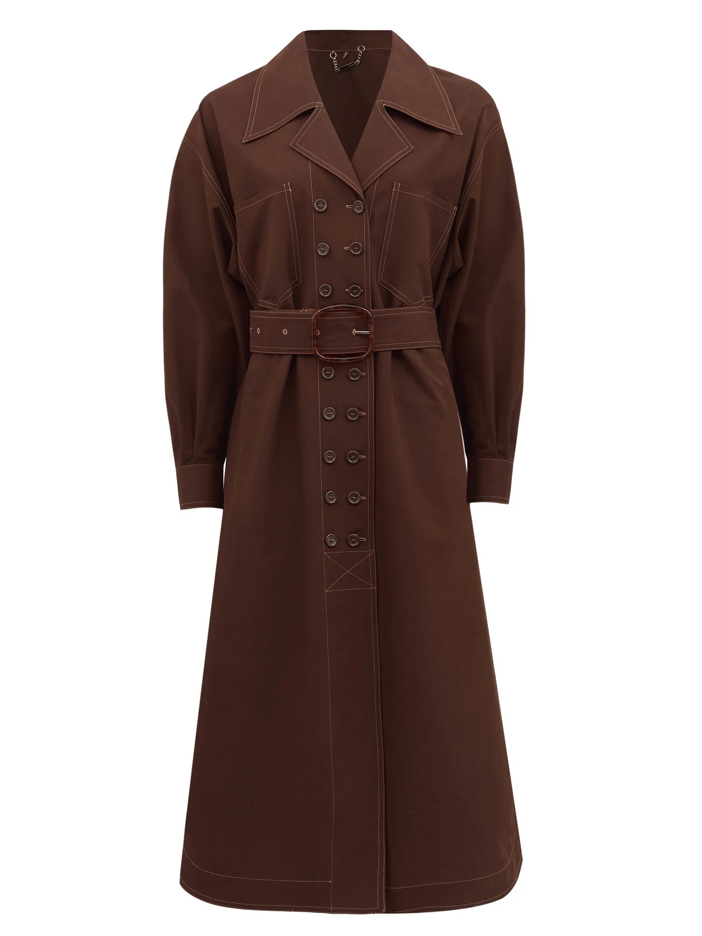 Double-breasted belted cotton trench coat - 1