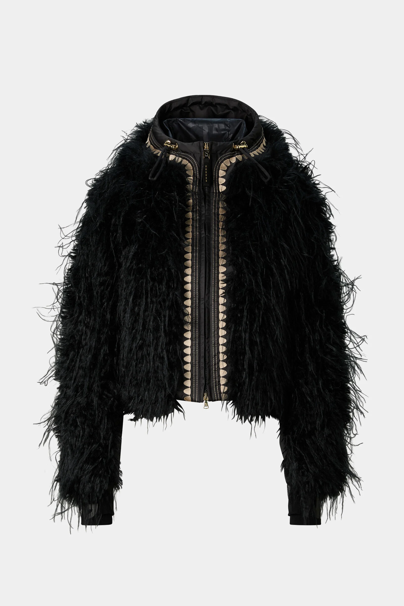 Kela Faux Fur Ski Jacket in Black - 1