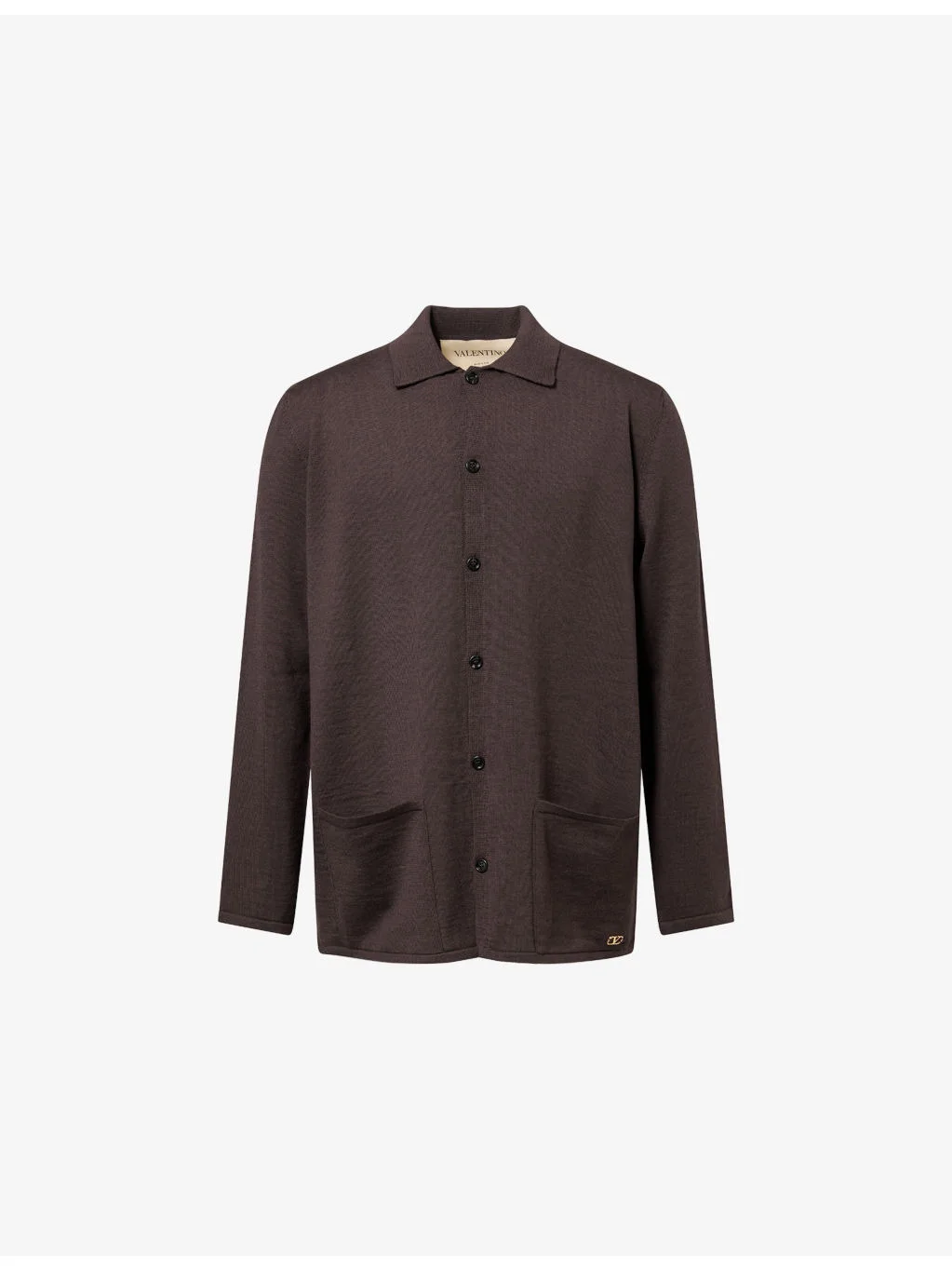 VLogo Signature Pointed-Collar Virgin-Wool Cardigan - 1