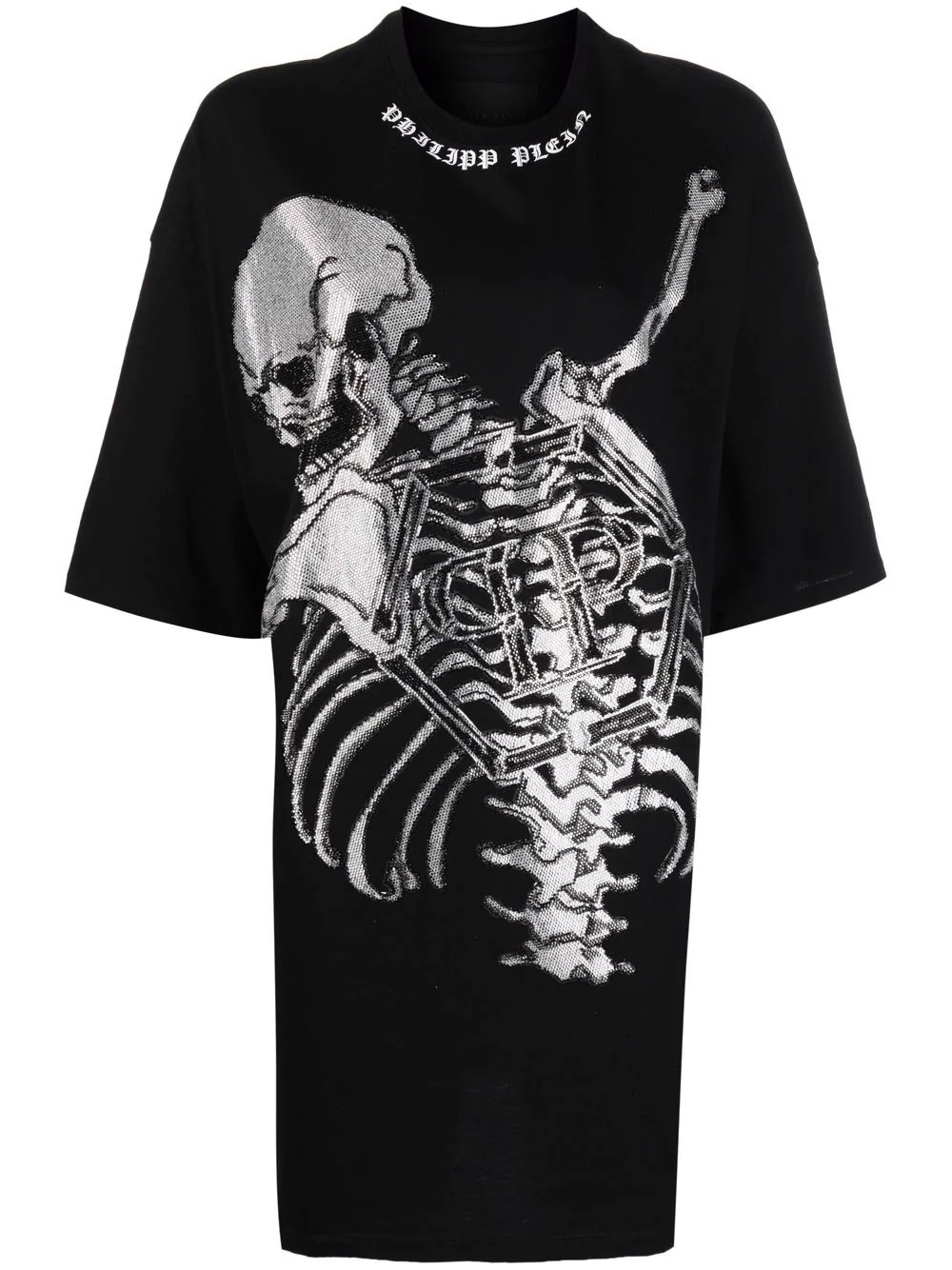 Skeleton print T-shirt dress - 1